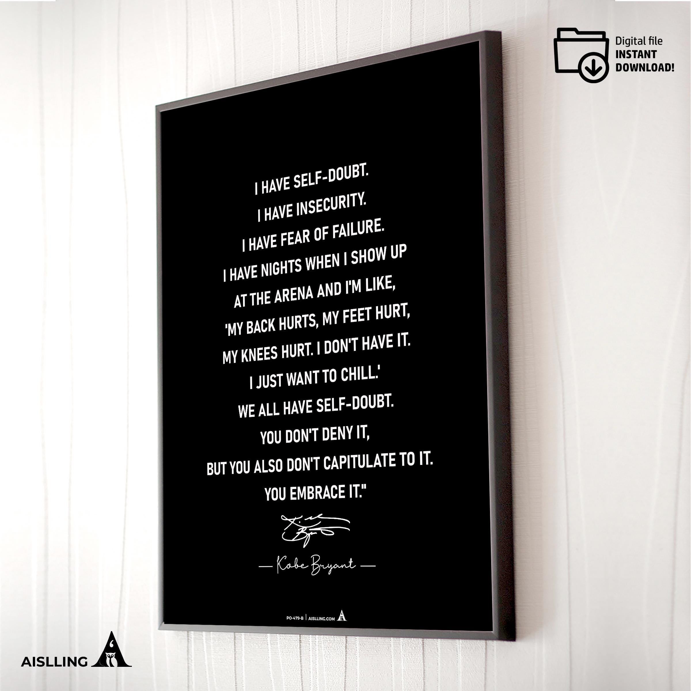 Aislling — Kobe Bryant Mamba Mentality Quotes, NBA Sports, Printable NBA Poster, Teenager kid basketball gi... | Aislling printable