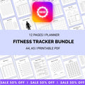 Activity Tracker — FITNESS tracker Bundle, Digital Planner Pages, A4 & A5 SIZE, PRINTABLE journal Pages (Bu... | Nutri Track printable