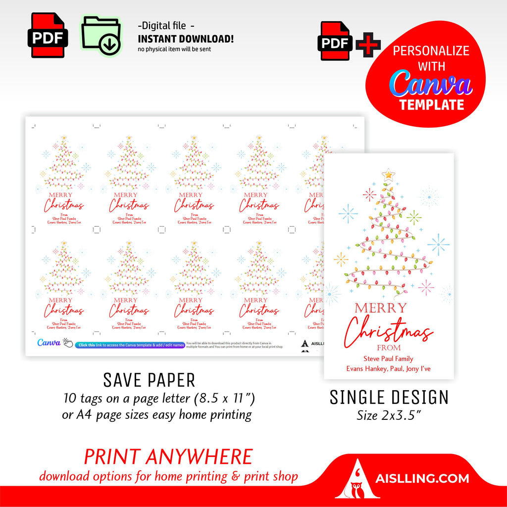 Christmas Gifts — Personalized Christmas Tags holiday tags, Editable Christmas Holiday Gift Tags, Gift Tag ... | Bloom Joyfully printable