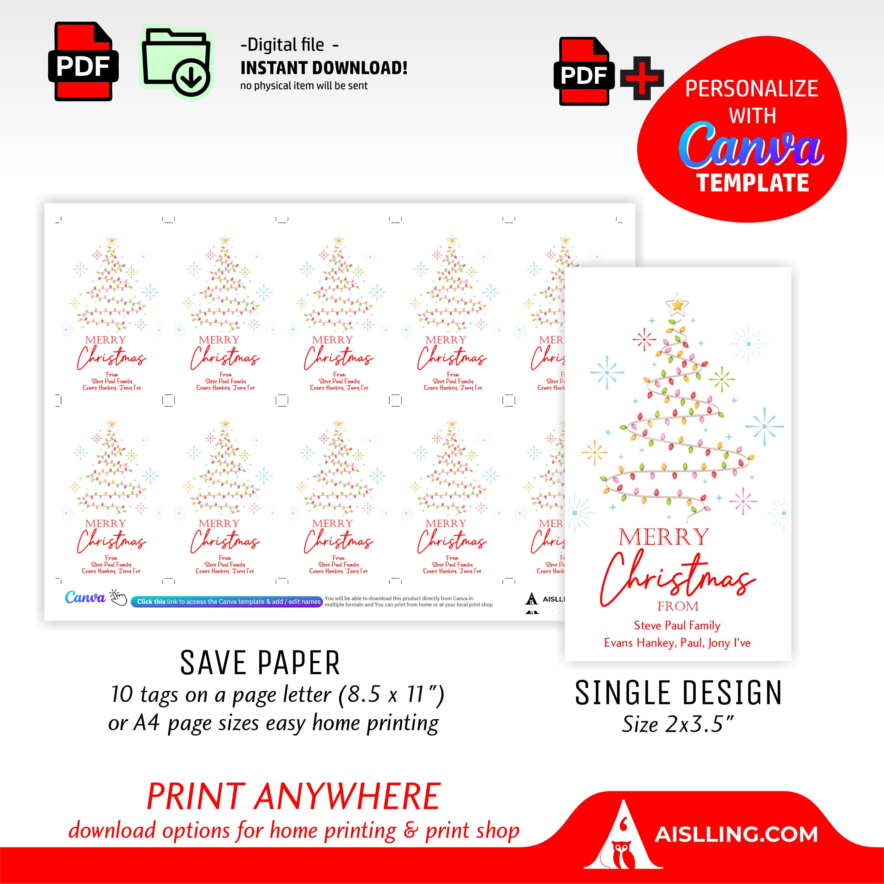 Christmas Gifts — Personalized Christmas Tags holiday tags, Editable Christmas Holiday Gift Tags, Gift Tag ... | Bloom Joyfully printable