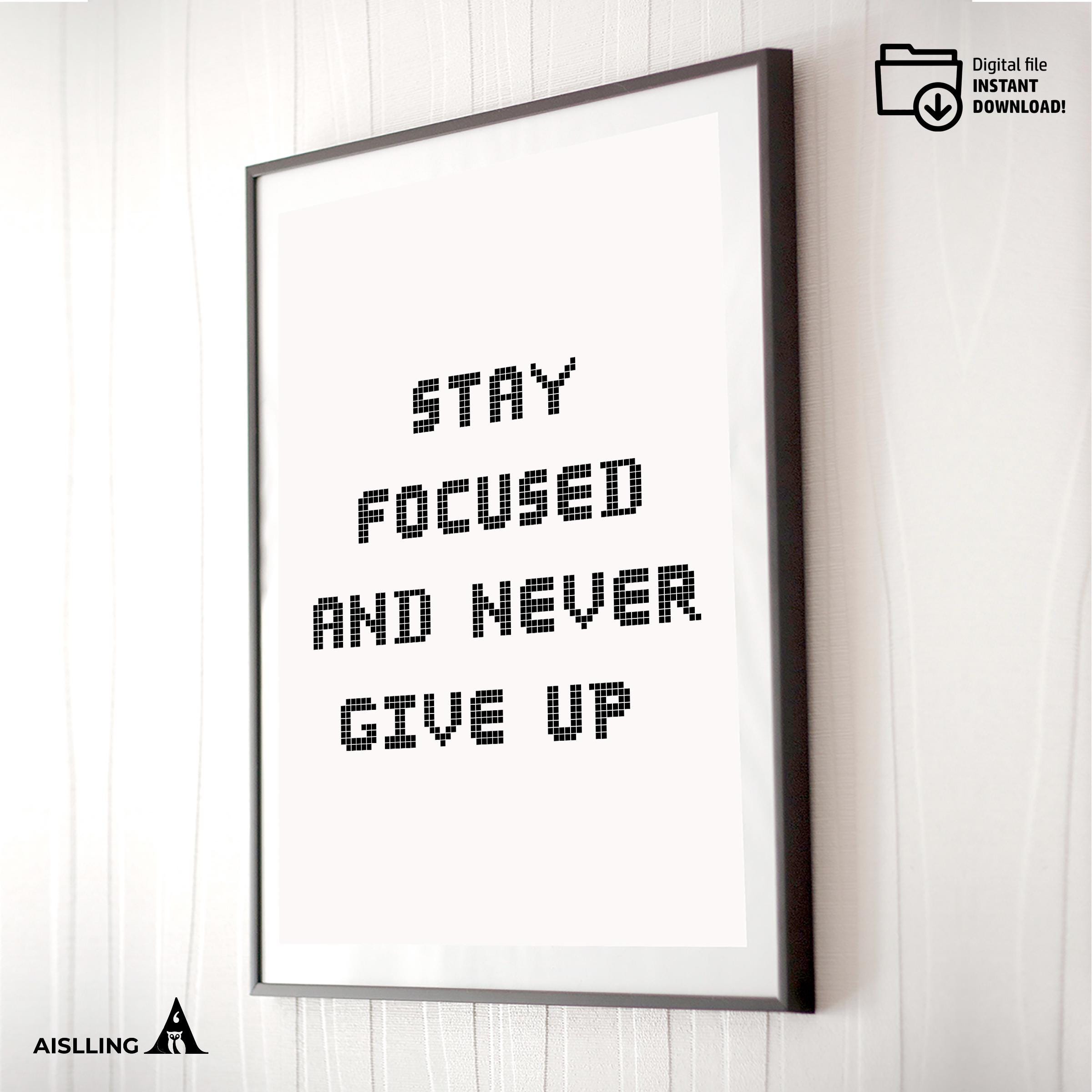 Black White Print — Stay Focused Printable Wall Art, Motivational Quote Poster, Pastel Affirmation Print, A... | Aislling printable