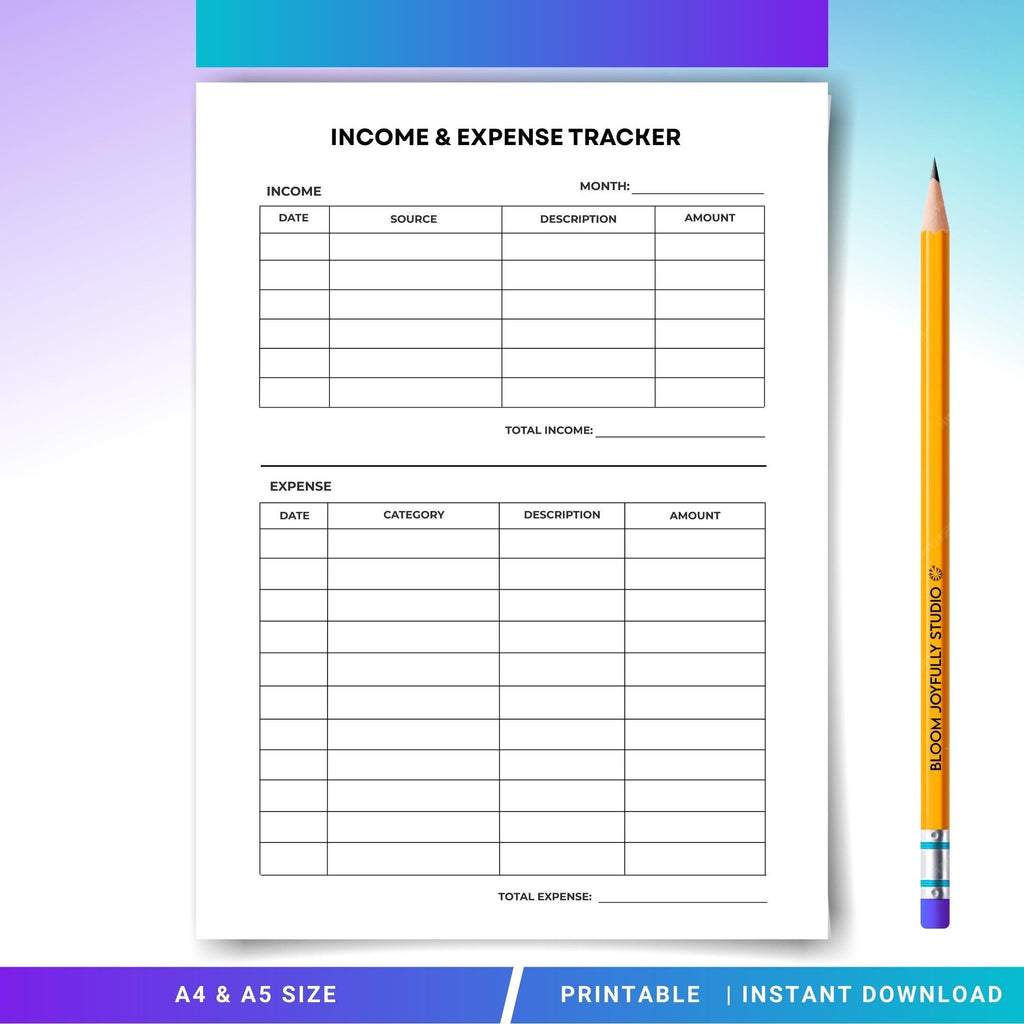 Budget Pdf — Income Tracker, Expense Tracker, Business Money Organiser, Finance Planner, Monthly Budget, Mo... | Bloom Joyfully printable