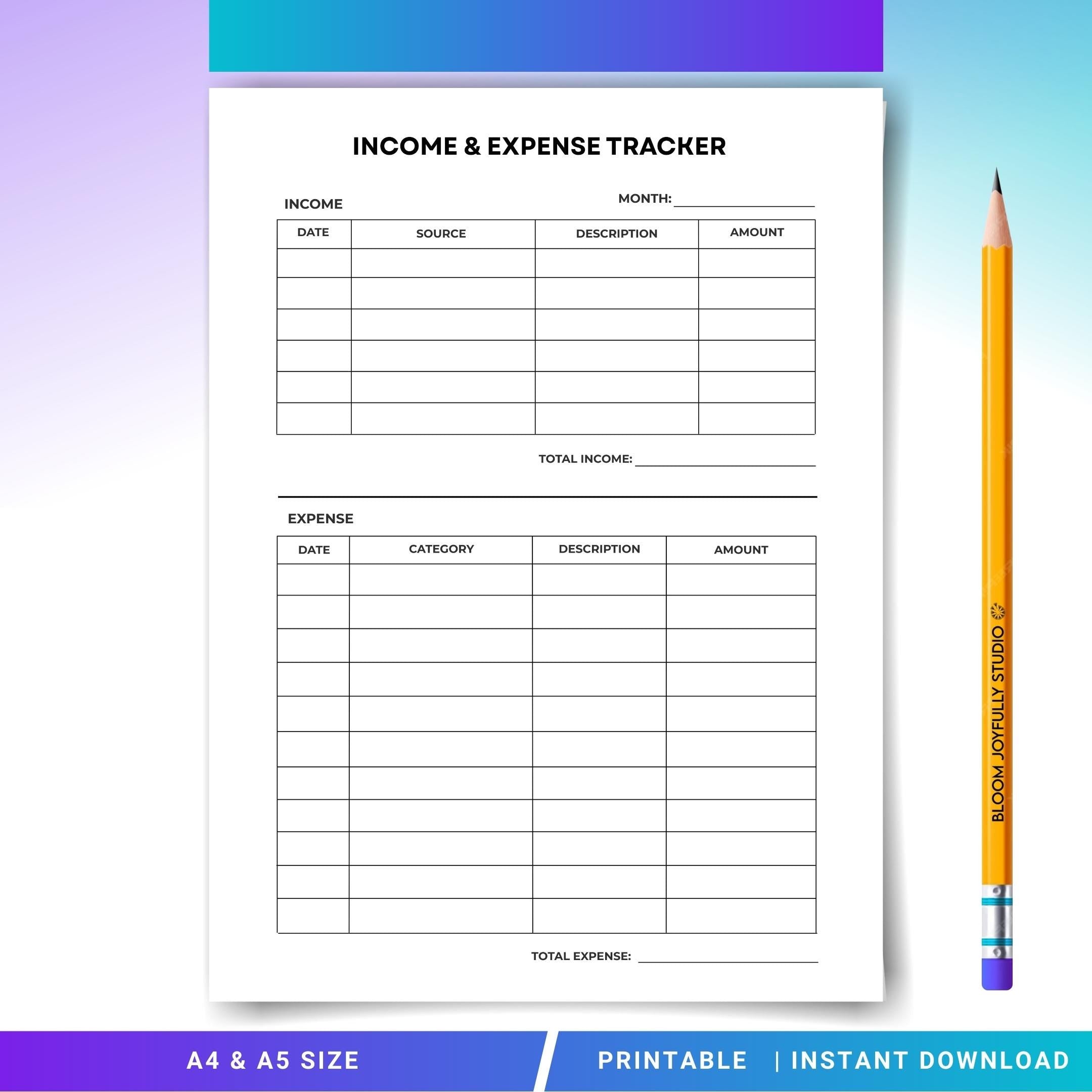 Budget Pdf — Income Tracker, Expense Tracker, Business Money Organiser, Finance Planner, Monthly Budget, Mo... | Bloom Joyfully printable