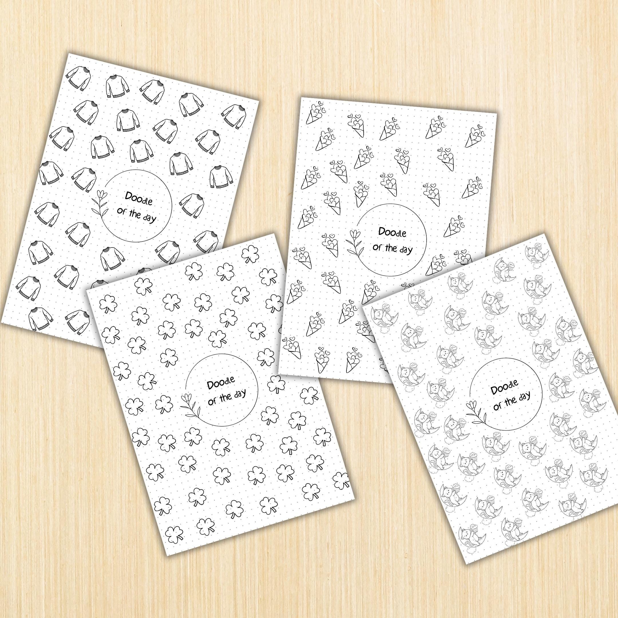 365 Days Drawing — DOODLE of the Day Bundle, Daily Doodle Journal, Creative Doodle of the Day, PRINTABLE Jo... | Mindfulness printable