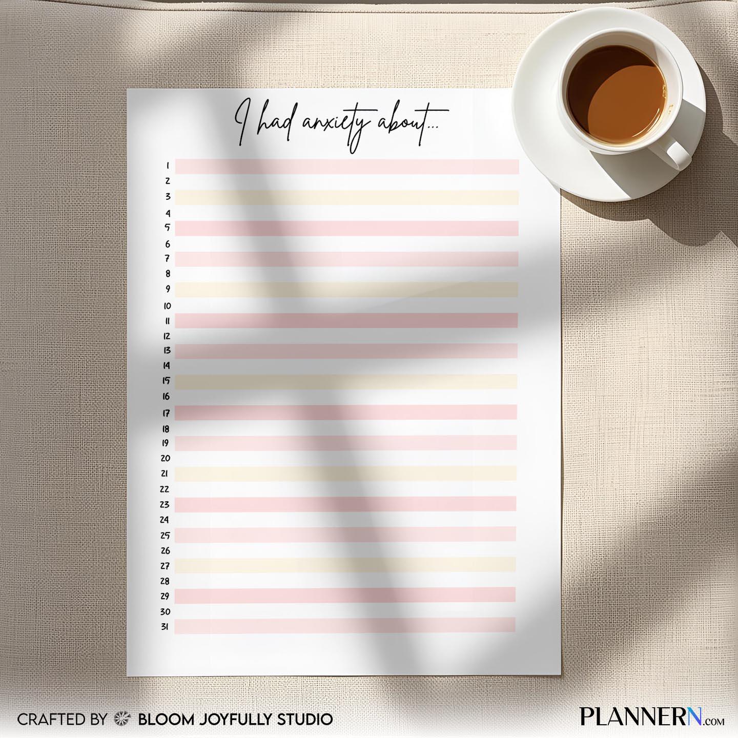Anxiety Journal — Anxiety Log PRINTABLE, Anxiety Tracker, Mental Health Tracker, Anxiety & Mood Tracker, In... | Mindfulness printable