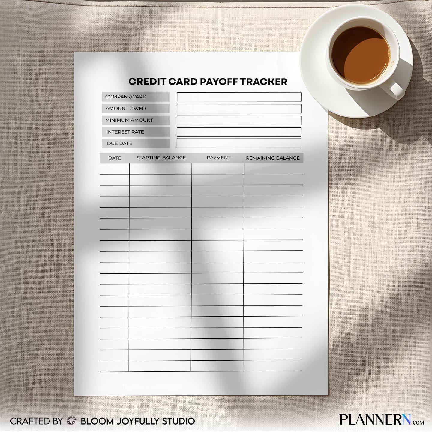 Budget Pdf Download — Credit Card Payoff Tracker PRINTABLE, Debt Payoff Planner, Payment and Balance Tracke... | Bloom Joyfully printable