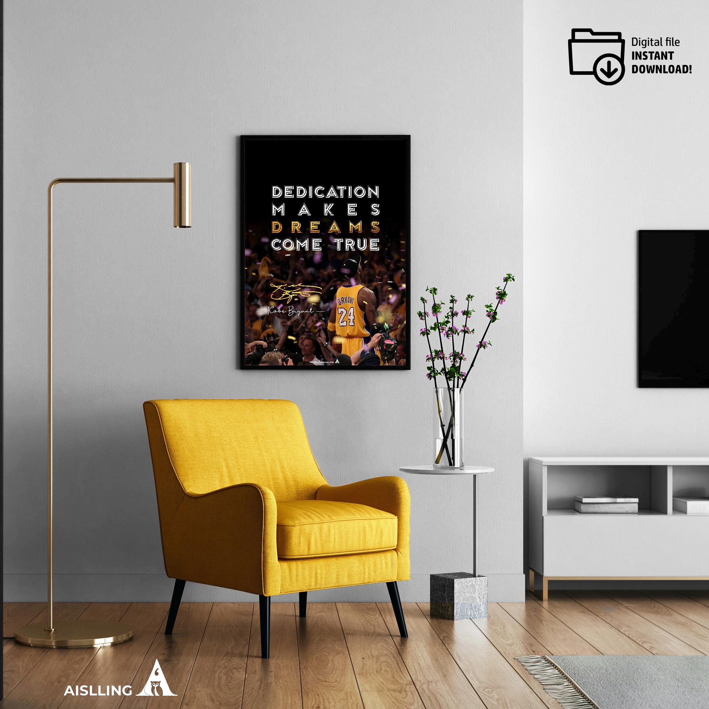 Kobe Bryant Mamba Mentality Quotes, NBA Sports, Printable NBA Poster, Teenager kid basketball gift, NBA poster,  Basketball Black Mamba-475C
