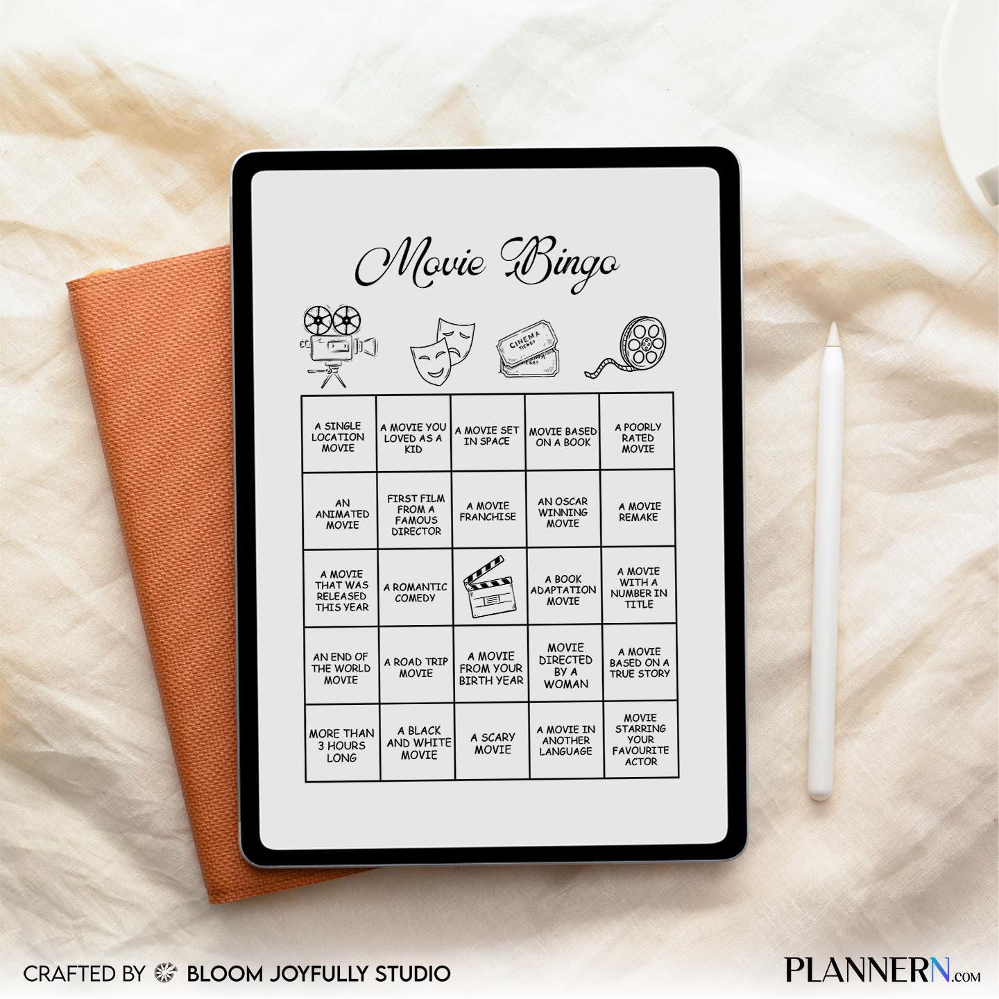 Movie Bingo PRINTABLE Game, Movie Night Bingo, Family Movie Night Party Game, Film Bingo, A4/A5, Instant Do... | Bloom Joyfully printable