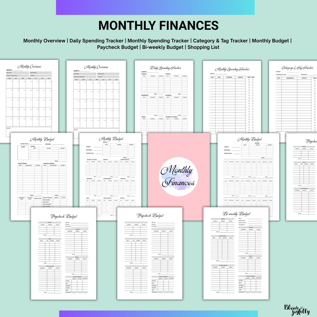 Bill Tracker — Budget Planner PRINTABLE, Financial Planner, Finance Tracker Bundle, Budget, Savings, Debt, ... | Bloom Joyfully printable