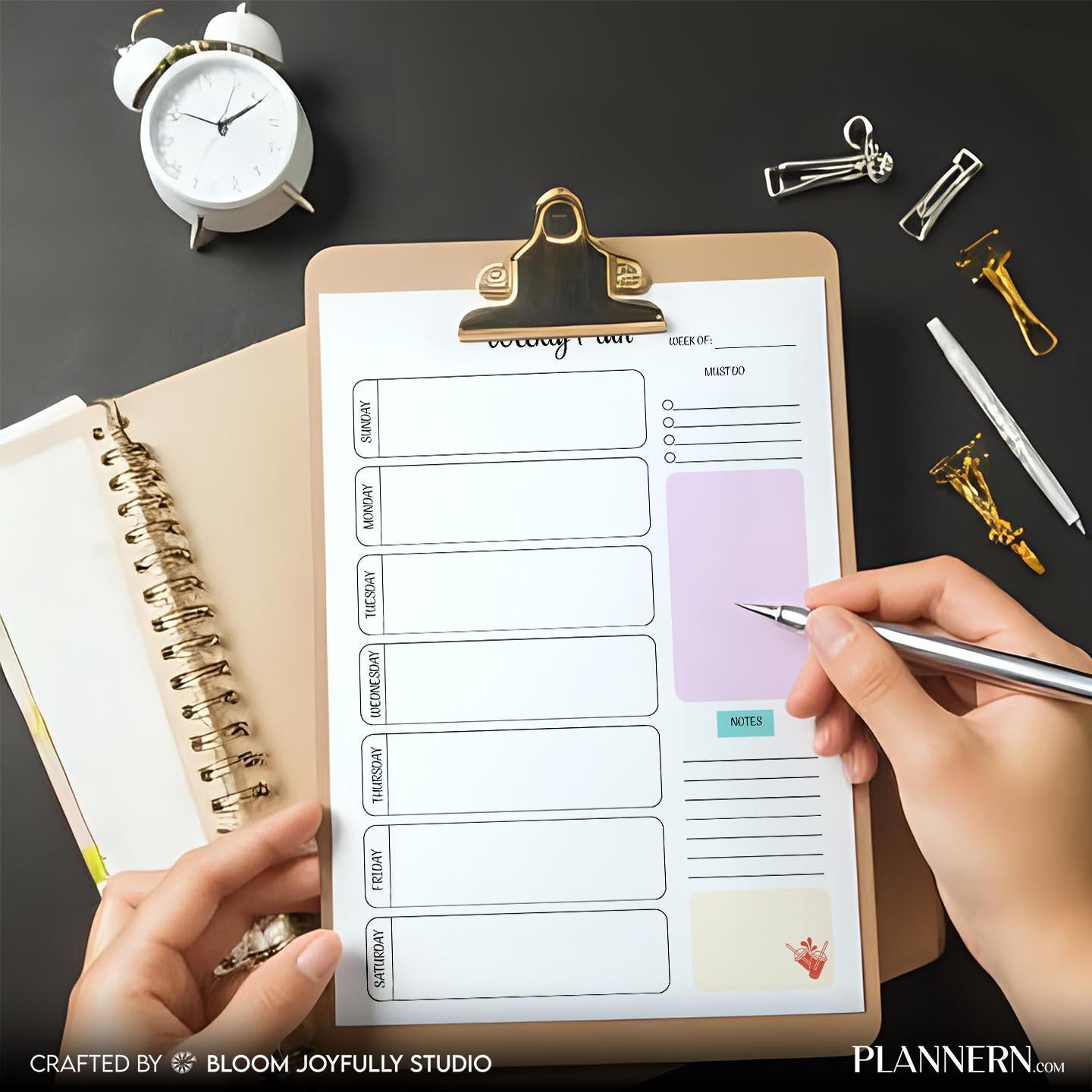 Daily Planner — Weekly Planner Printable, Weekly Schedule Organiser, To Do List Planner, Weekly Plan, Weekl... | Bloom Joyfully printable