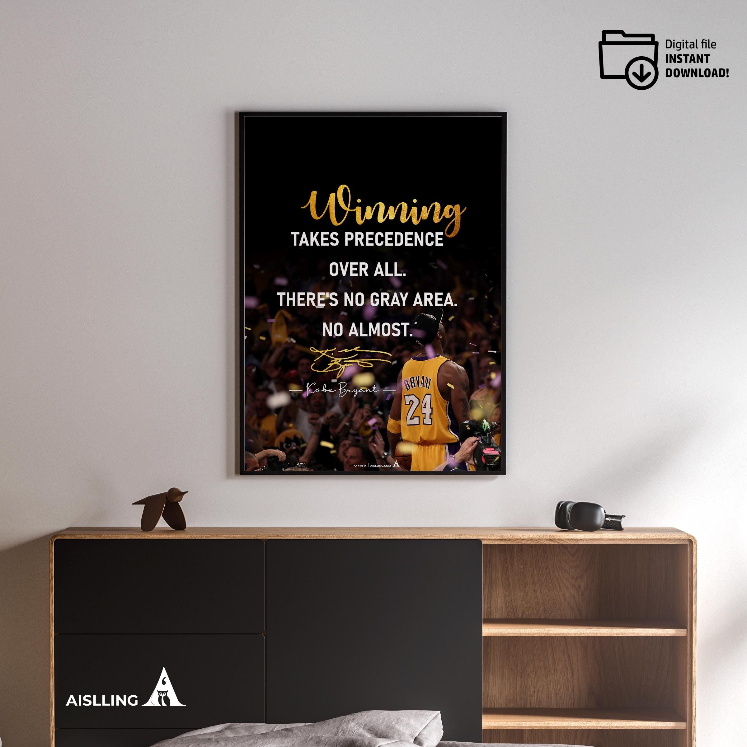Best Gift For Mom — Kobe Bryant Poster, Minimalist Basketball Printable Quote Wall Art, NBA Black Mamba Mot... | Aislling printable