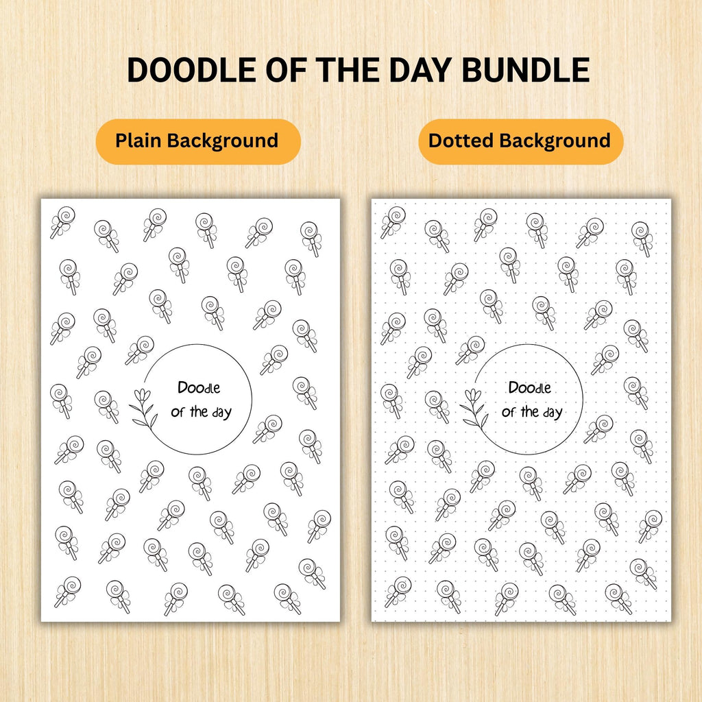 365 Days Drawing — DOODLE of the Day Bundle, Creative Doodle of the Day, Daily Doodle Journal, PRINTABLE Jo... | Mindfulness printable