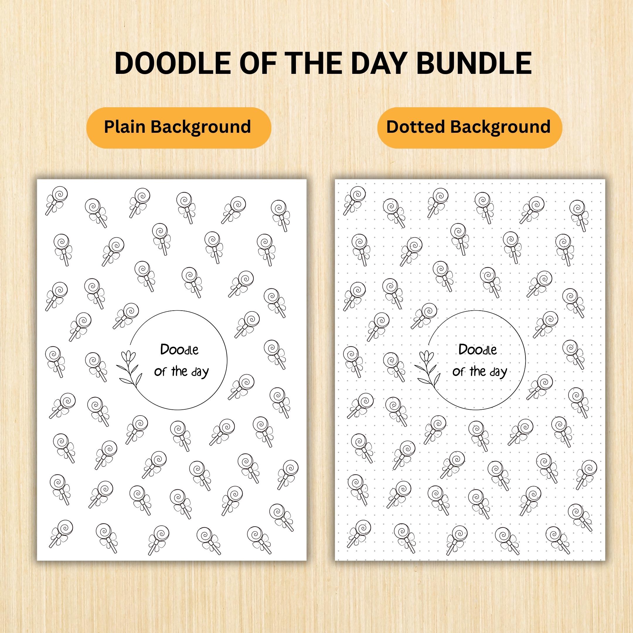 365 Days Drawing — DOODLE of the Day Bundle, Creative Doodle of the Day, Daily Doodle Journal, PRINTABLE Jo... | Mindfulness printable