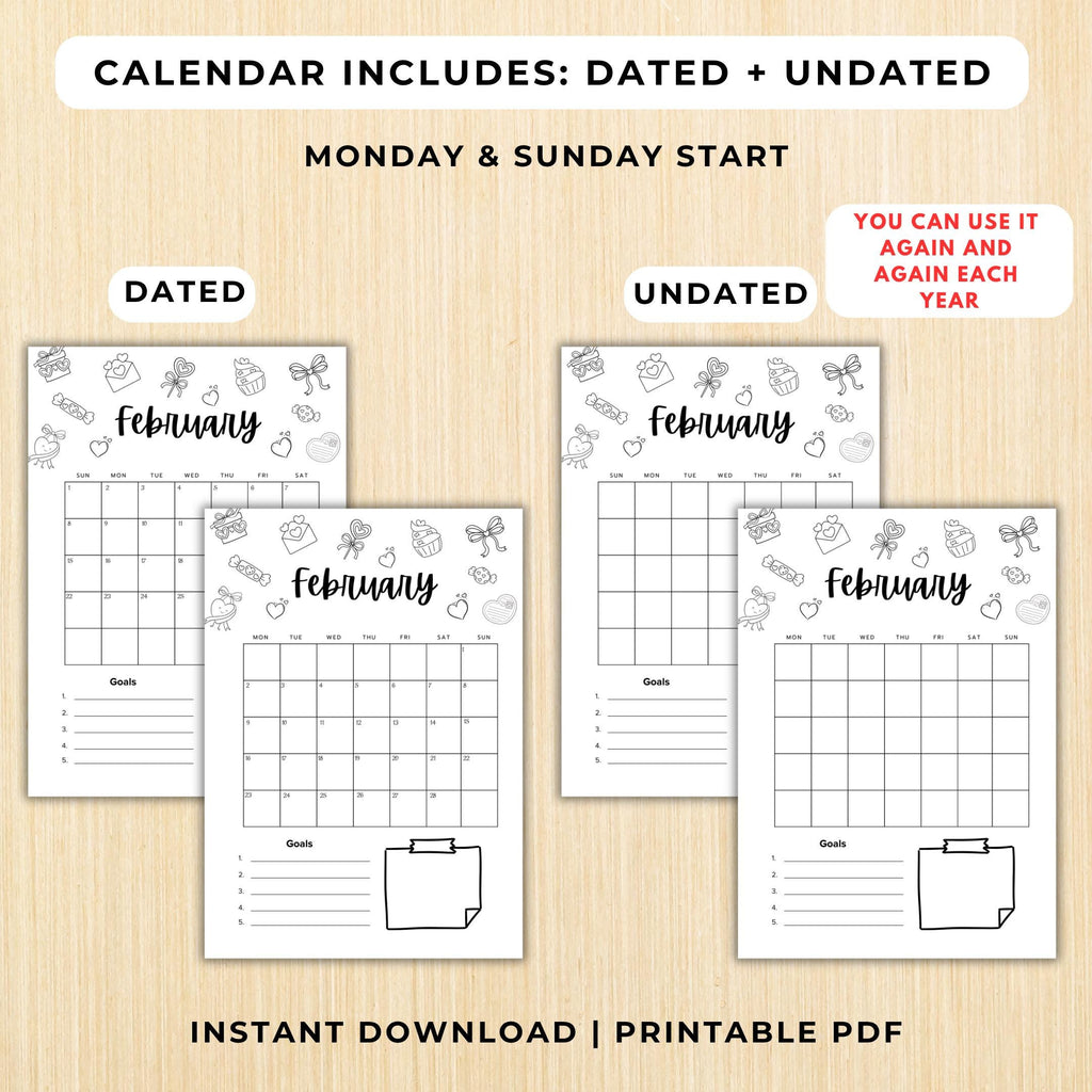 Budget Tracker — February Journal Bundle, Printable Planner, February Planner, Habit Tracker Coloring Pages... | Mindfulness printable