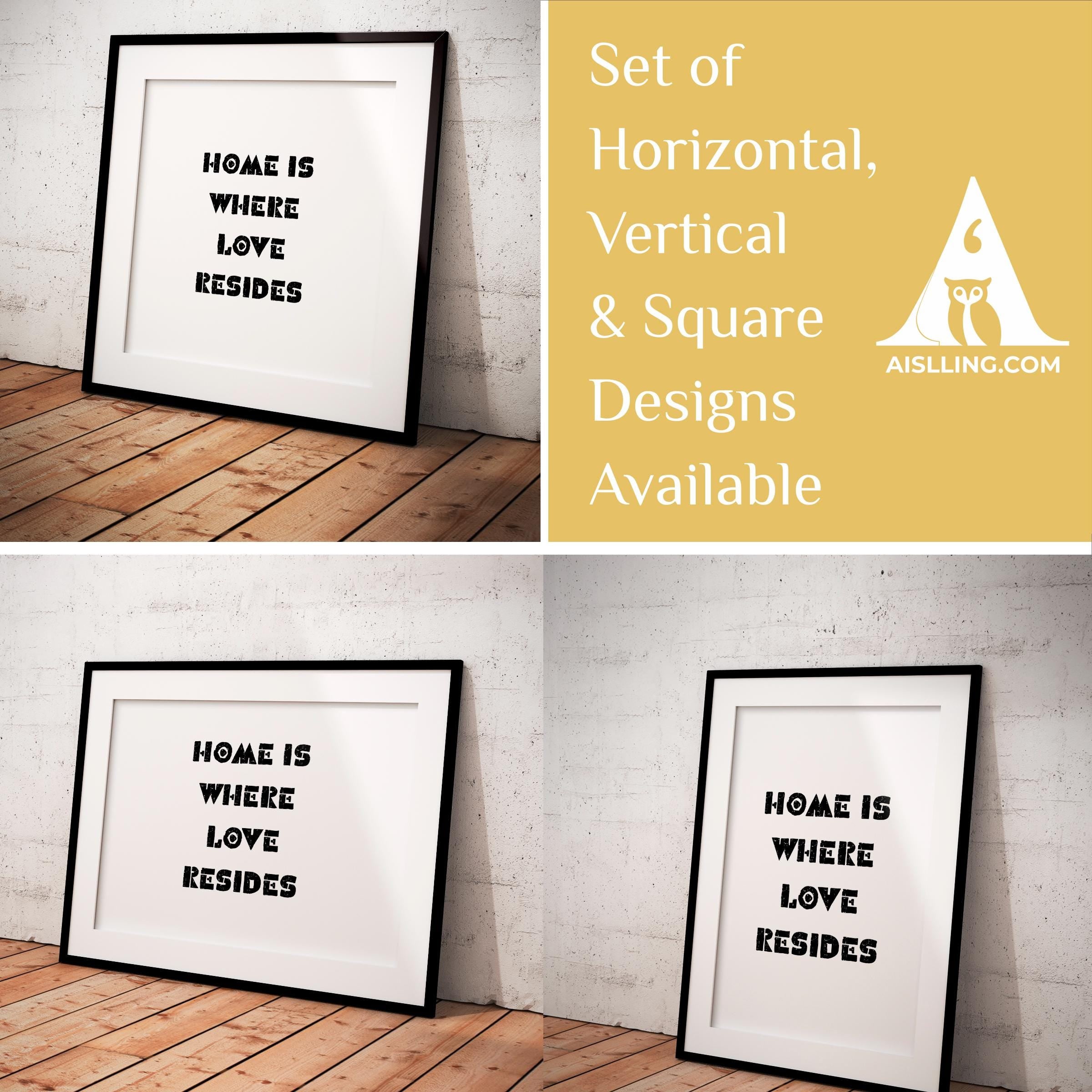 Digital Download — Home is Where Love Resides Printable Wall Art, Family Quote Decor, Modern Print, Digital... | Aislling printable