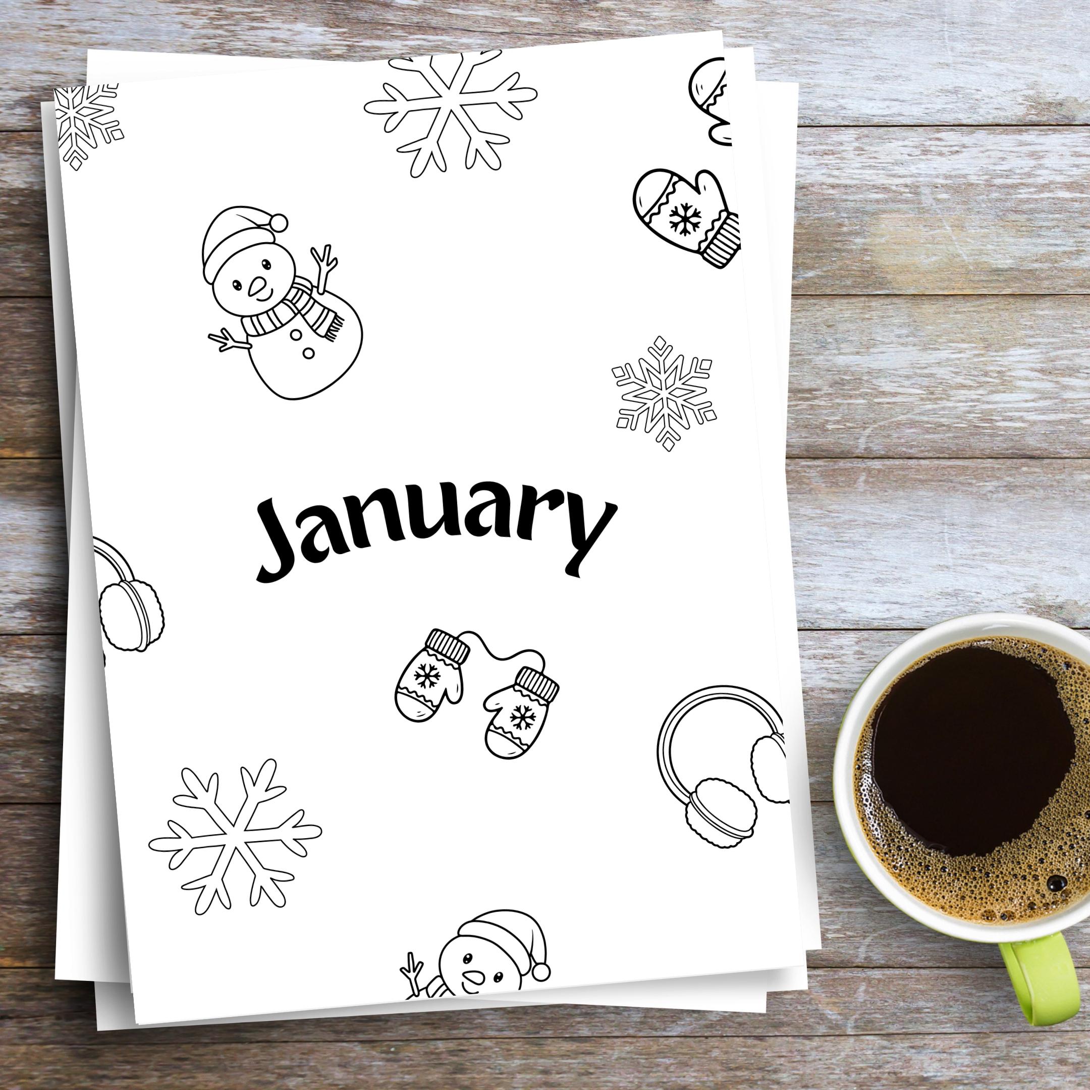 Calendar Pages — January Title Page, PRINTABLE Calendar, January Calendar, January Journal Cover, Calendar ... | Bloom Joyfully printable