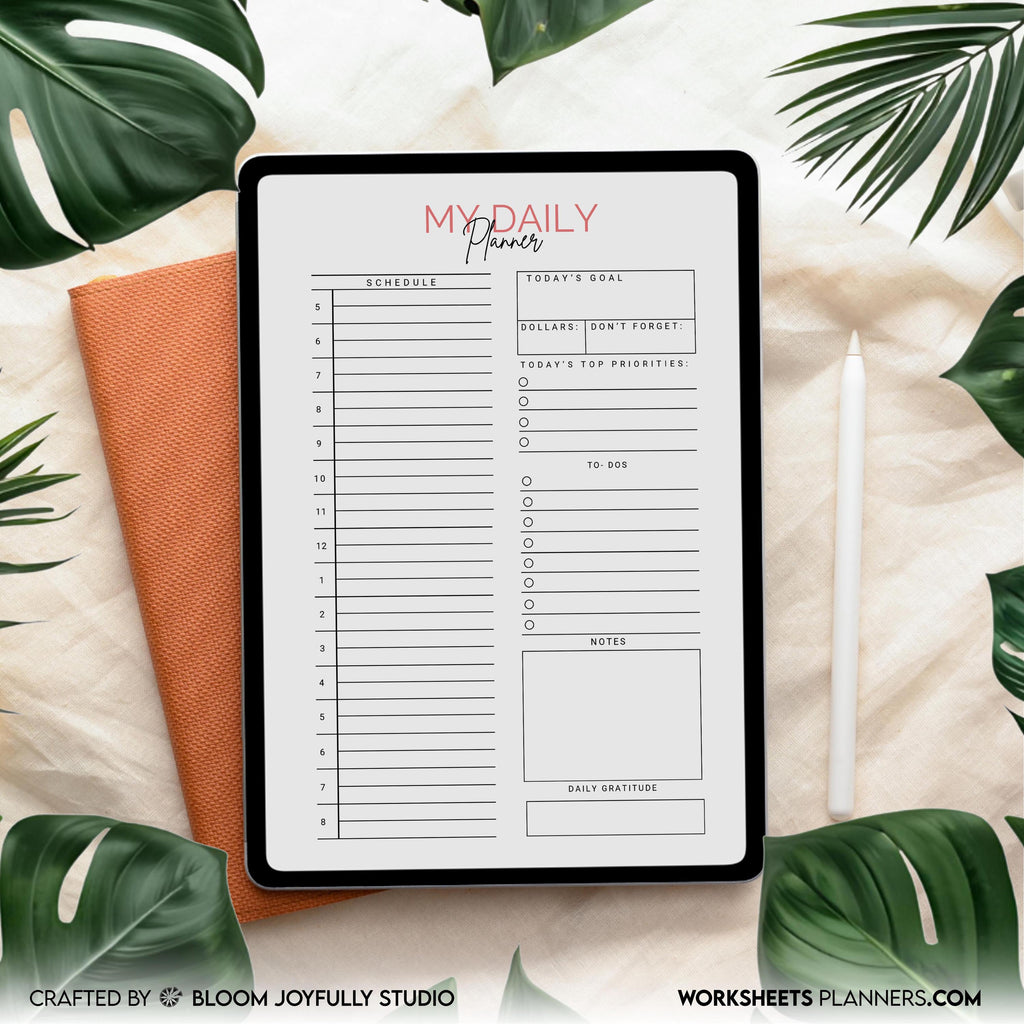 Minimalist Daily Planner, PRINTABLE Daily Planner, Daily Planner for Work/Home, To Do, Undated Planner Inse... | Bloom Joyfully printable