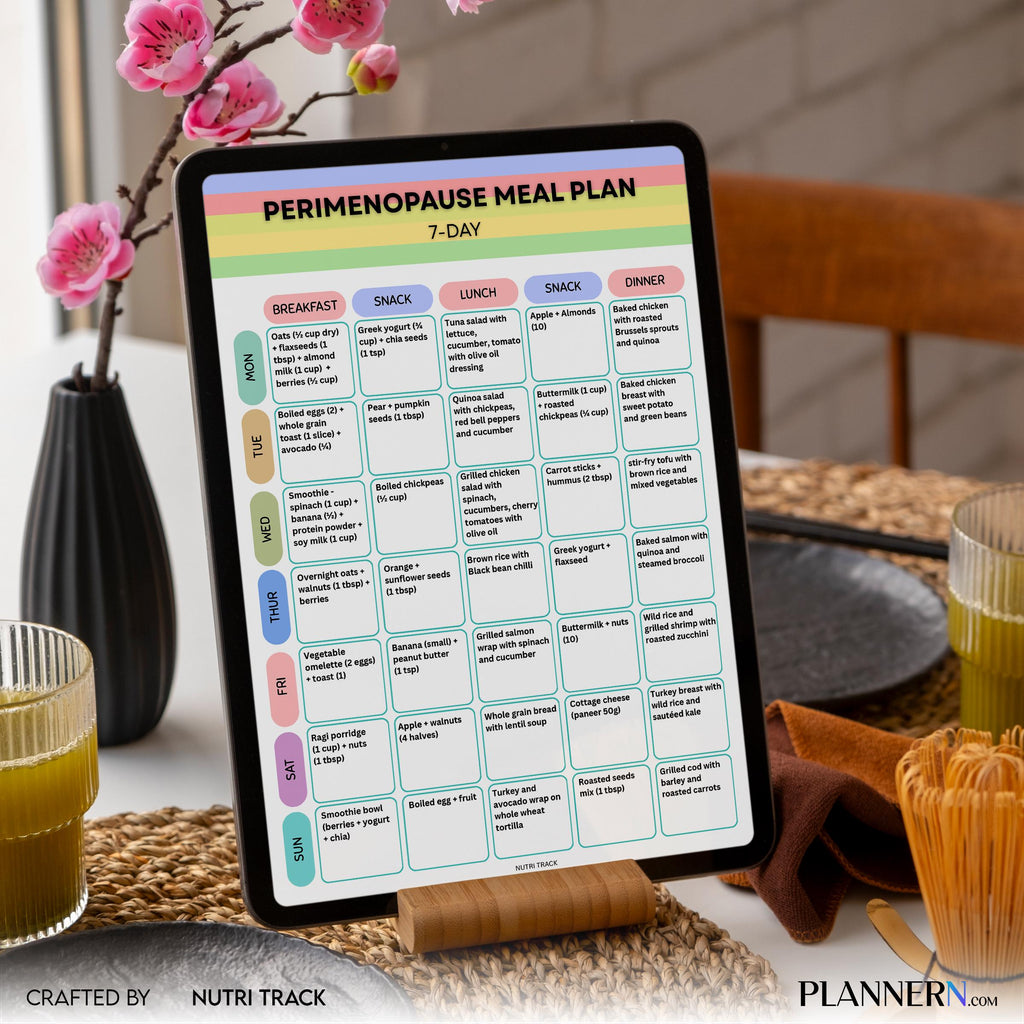 Perimenopause 7 Day Meal Plan Printable, Hormone Balance Diet Plan, 40+ Women Health Care, Menopause Food, ... | Nutri Track printable