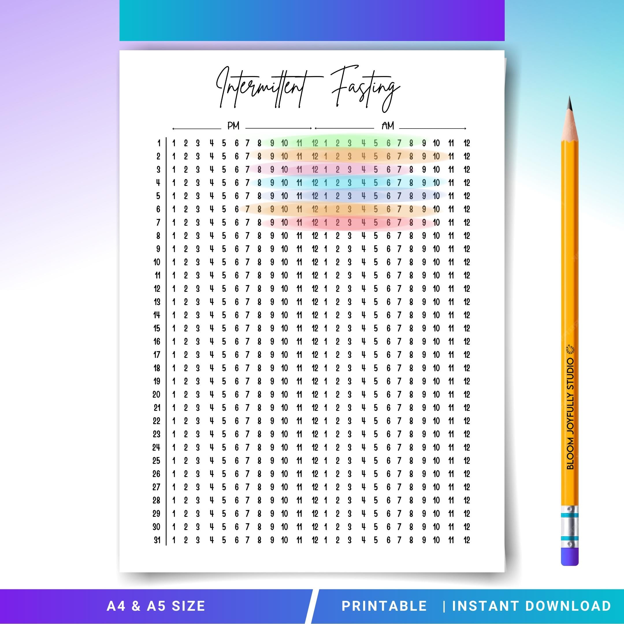 Daily Fasting Log — Intermittent Fasting Tracker PRINTABLE, Fasting Log, Weight Loss Planner, Daily Weekly ... | Nutri Track printable