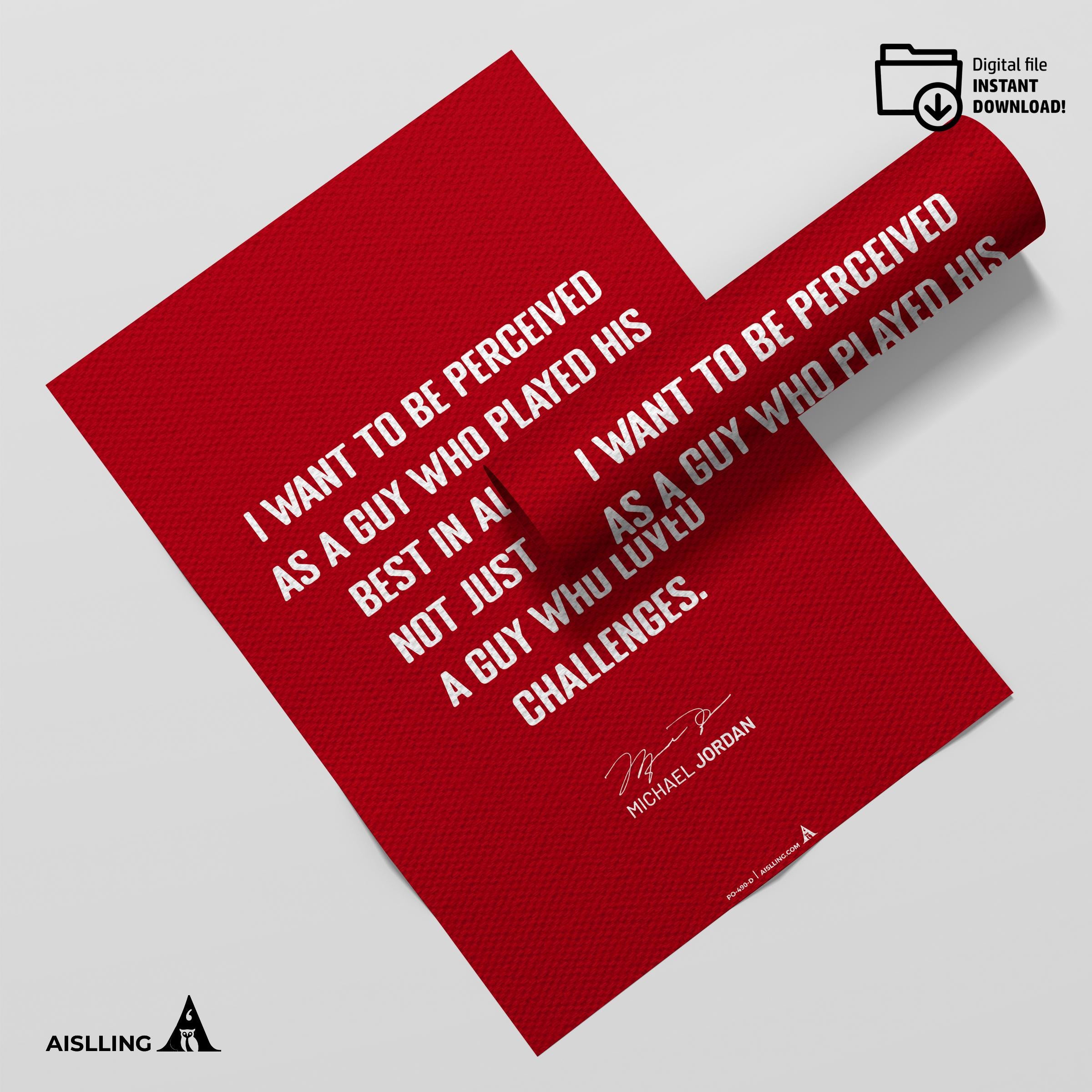 Athlete Quote — Michael Jordan Motivational Quote Poster: Basketball Legend Art (Digital Download) | Aislling printable