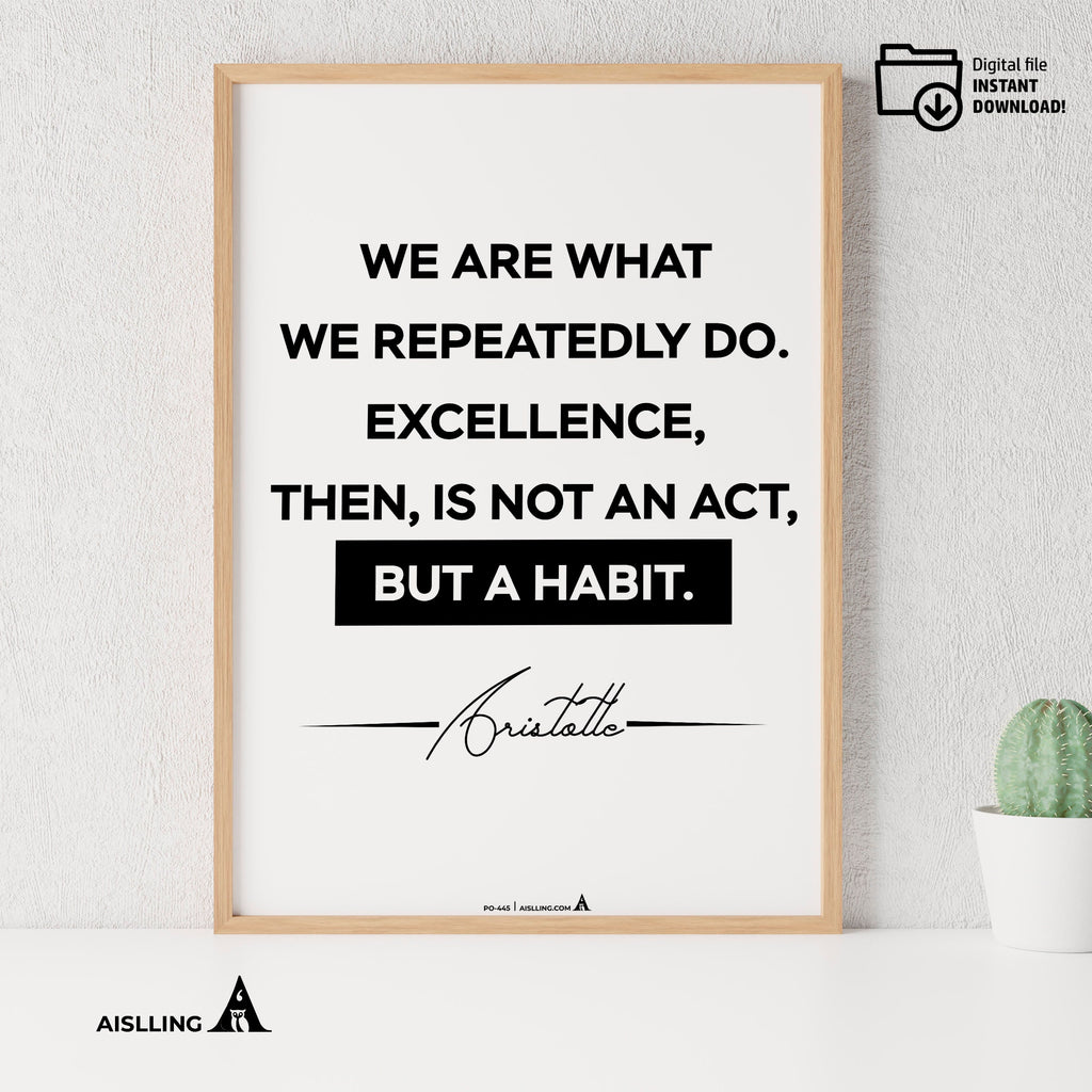 Inspirational Aristotle Quotes Print, Ancient Greek Wisdom Wall Art, Motivational Philosophy Decor, Classic Teacher Gift