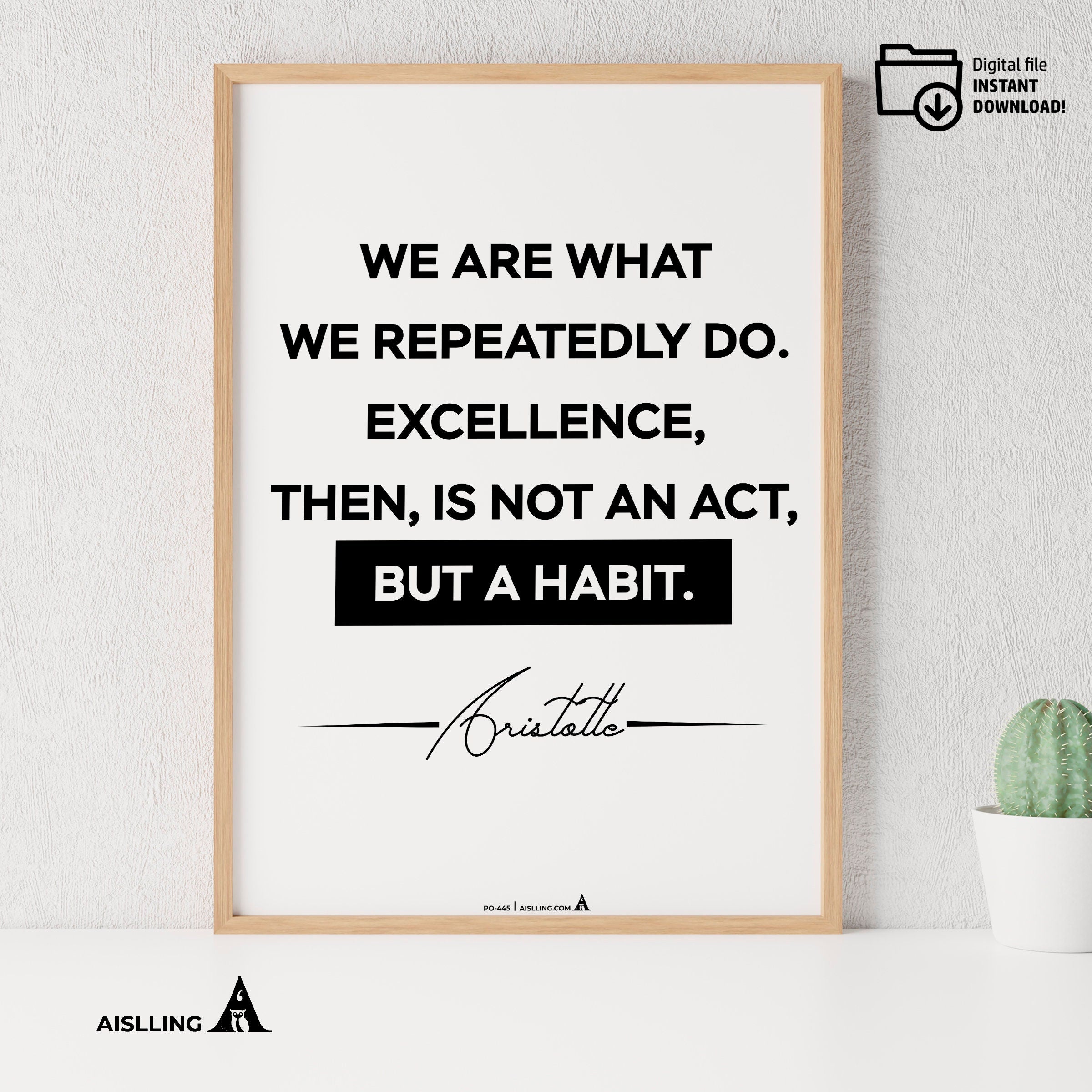 Inspirational Aristotle Quotes Print, Ancient Greek Wisdom Wall Art, Motivational Philosophy Decor, Classic Teacher Gift