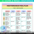 Mediterranean 1200 Calorie 7 Day Meal Plan Printable, Mediterranean Meal Plan 1200 Cal, Mediterranean Groce... | Nutri Track printable