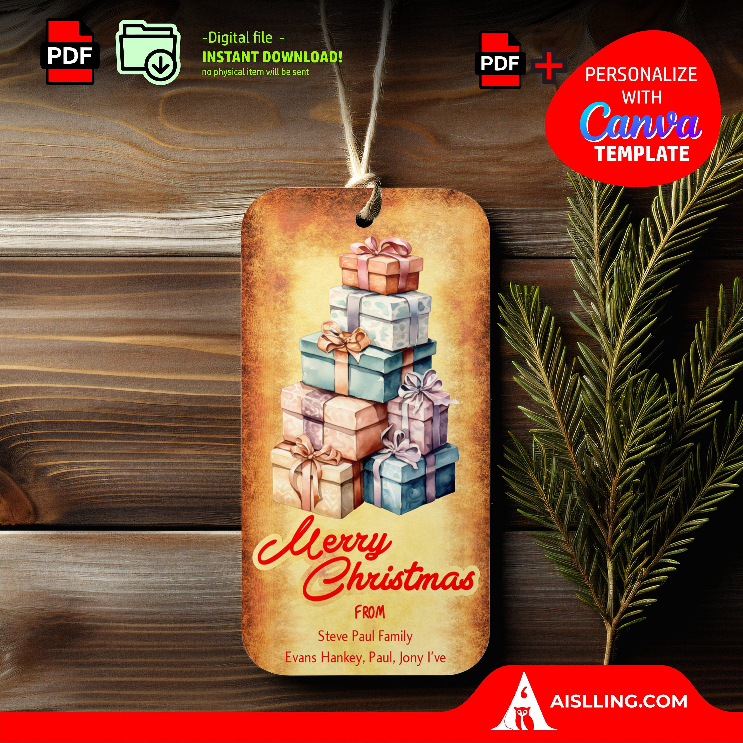 Christmas Gifts — Personalized Christmas Tags holiday tags, Editable Christmas Holiday Gift Tags, Gift Tag ... | Bloom Joyfully printable