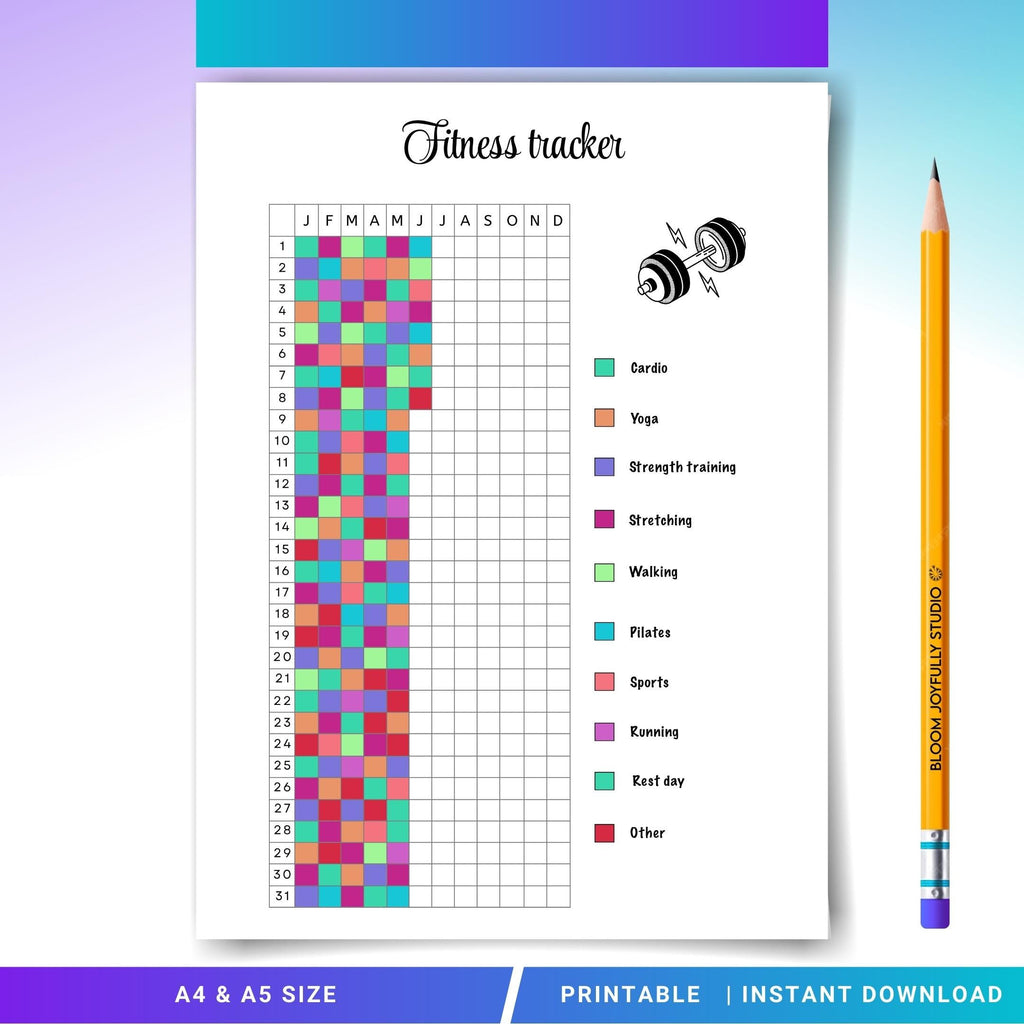 Daily Fitness — Fitness Tracker PRINTABLE, Workout Log and Fitness Planner, Health and Wellness Tracker, Ex... | Nutri Track printable