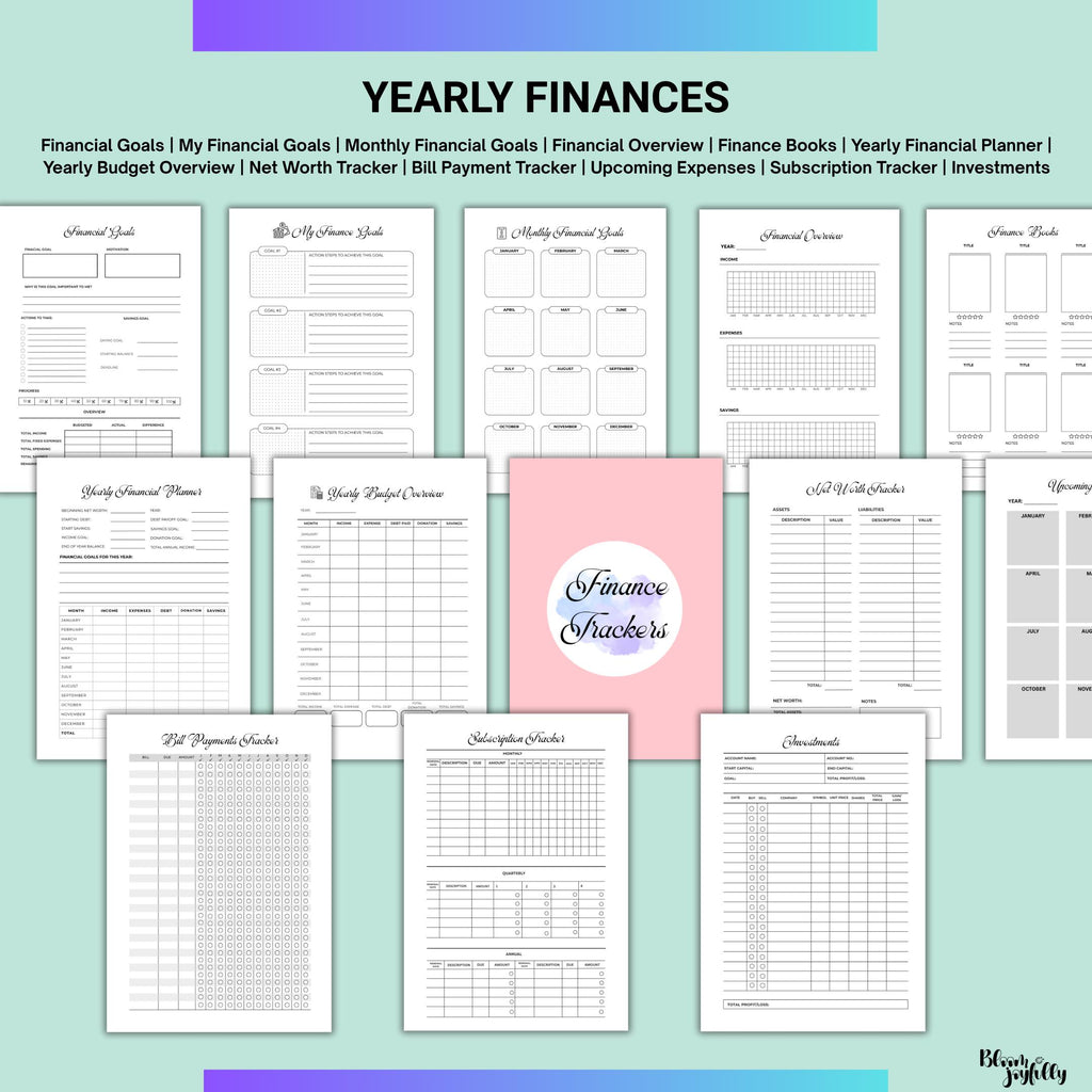 Bill Tracker — Budget Planner PRINTABLE, Financial Planner, Finance Tracker Bundle, Budget, Savings, Debt, ... | Bloom Joyfully printable