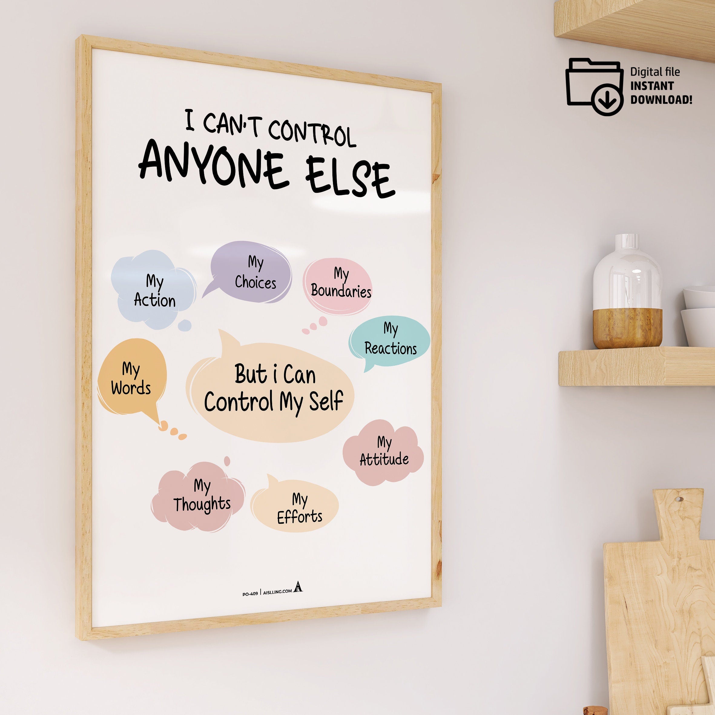 Adhd Worksheets — Set of 3 Prints, Circle of Concern Influence POSTER CARD, ADHD, Autism, coping skills, me... | Mindfulness printable