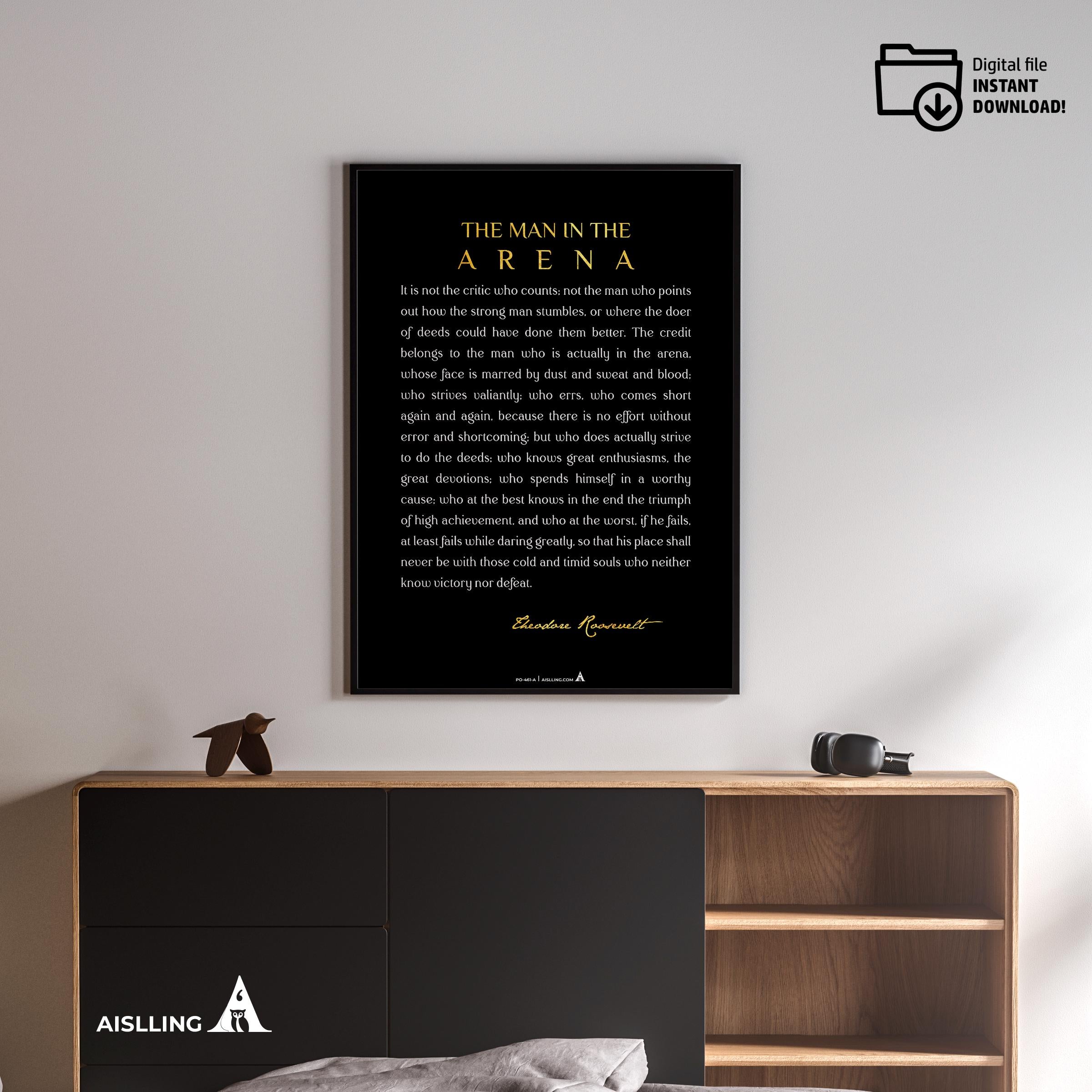 Black And White — The Man In The Arena Sign, Inspirational Sign, Motivational Sign, Office Wall, Man In The... | Aislling printable