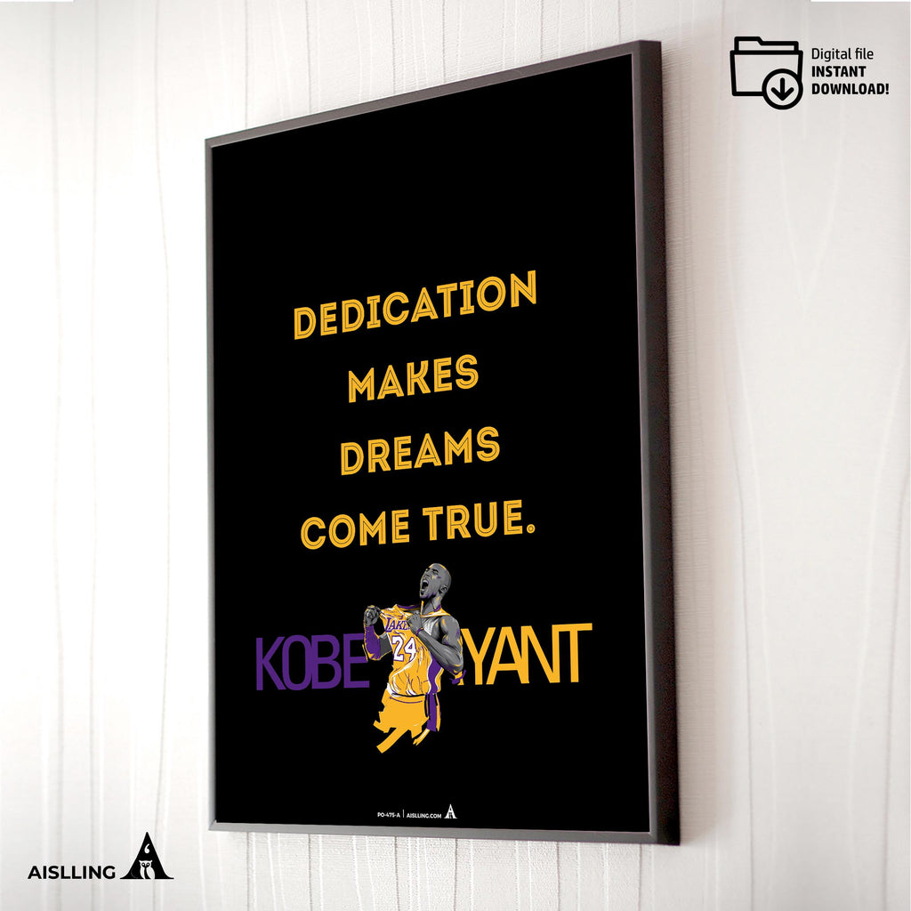 Kobe Bryant Mamba Mentality Quote Print printable quote poster | image | Instant Download for The ultimate gift for basketball moms