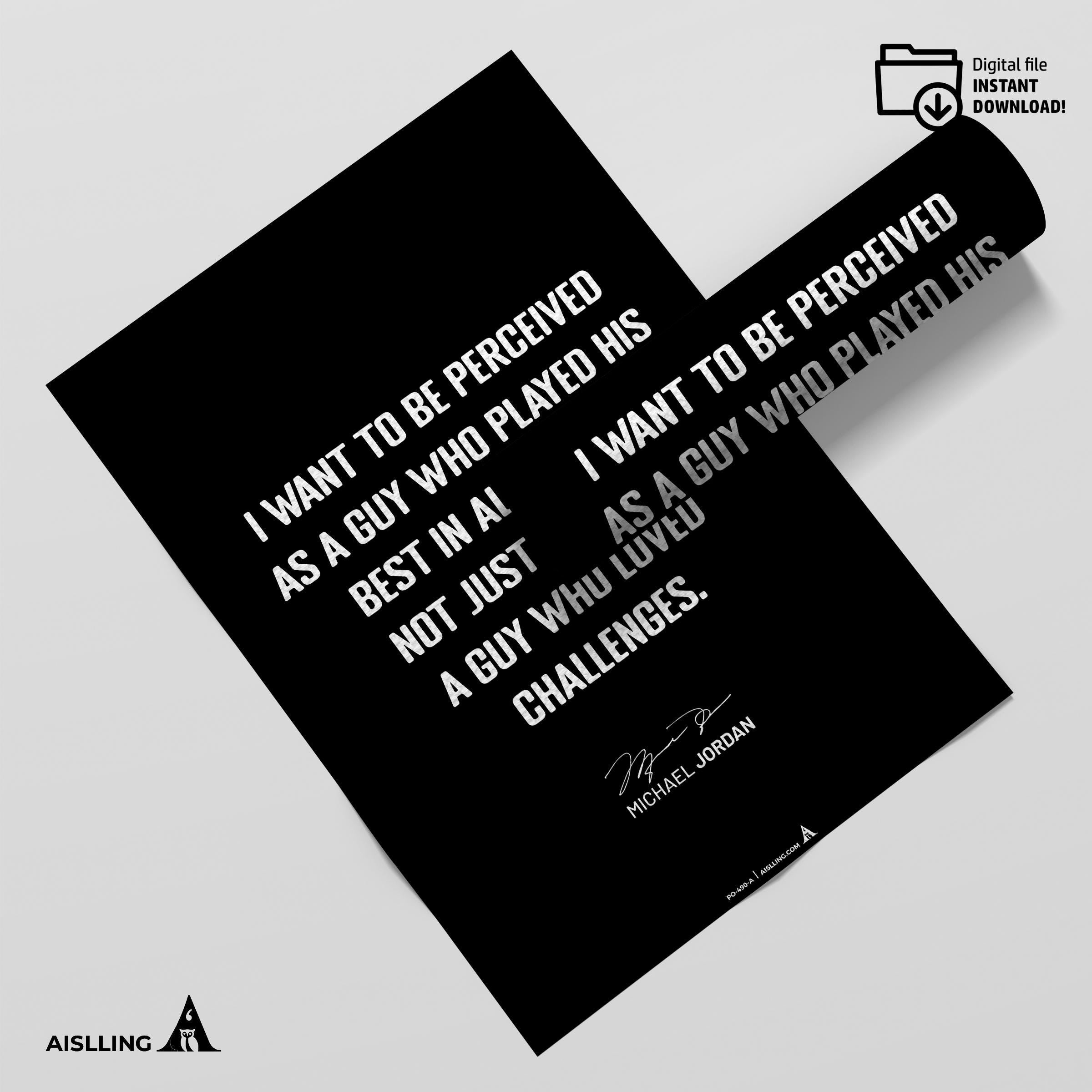 Athlete Quote — Michael Jordan Motivational Quote Art: Basketball Legend Printable (Digital Download) | Aislling printable