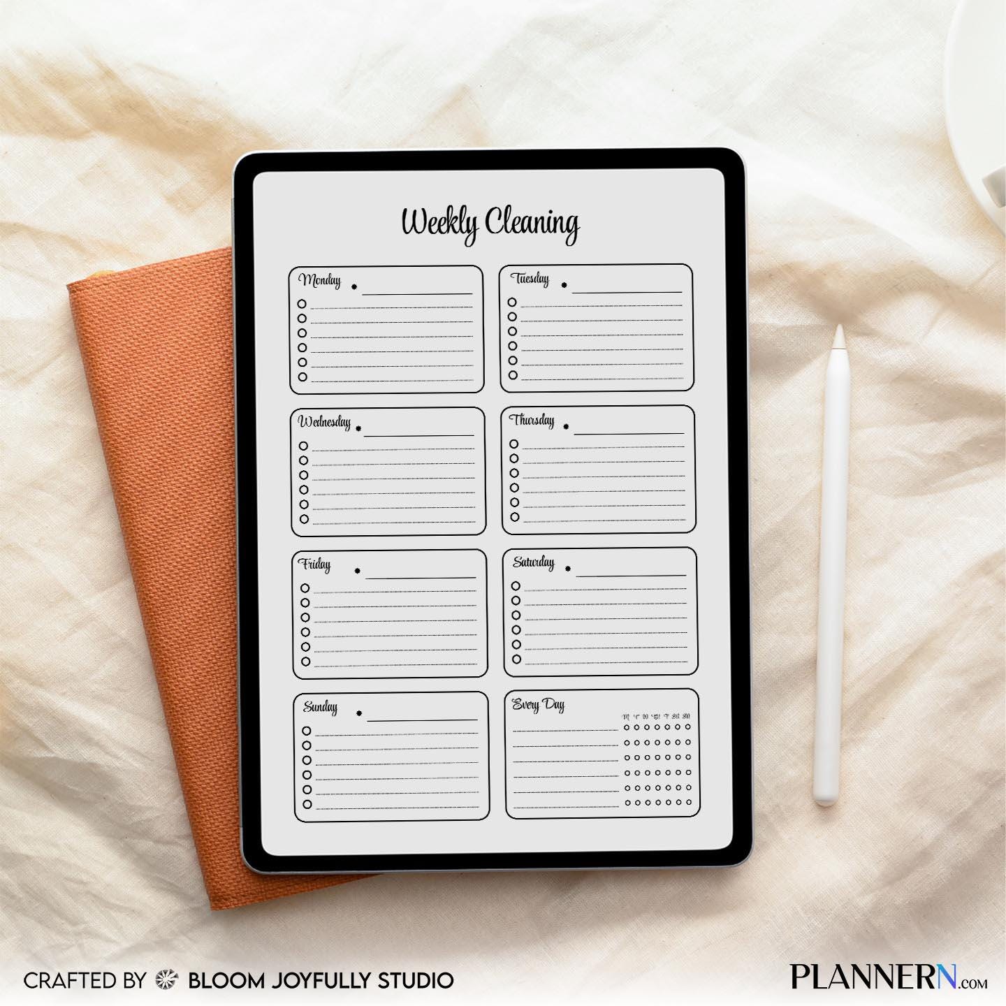 Chore Checklist — Weekly Cleaning Tracker Printable, Cleaning Checklist Planner, Cleaning Routine Chart, Ho... | Bloom Joyfully printable