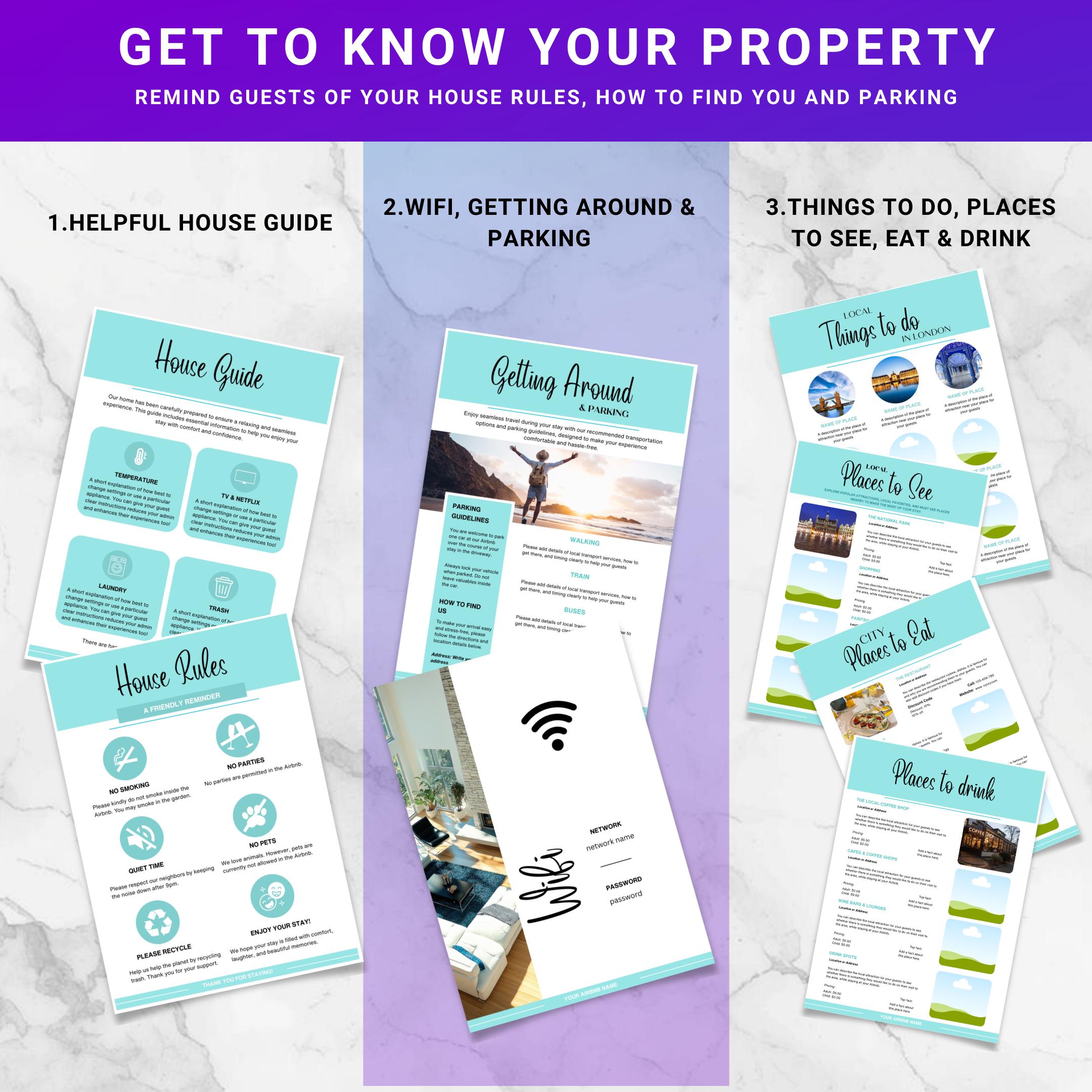 Airbnb Host Binder — Airbnb Host Bundle Welcome Book TEMPLATE, Editable Canva Welcome Guide, Editable Airbn... | Bloom Joyfully printable