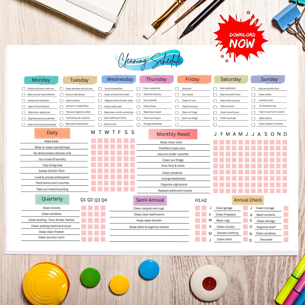 Cleaning Checklist — EDITABLE Cleaning Planner, Daily, Weekly & Monthly Checklist, Home Cleaning Planner Pr... | Bloom Joyfully printable