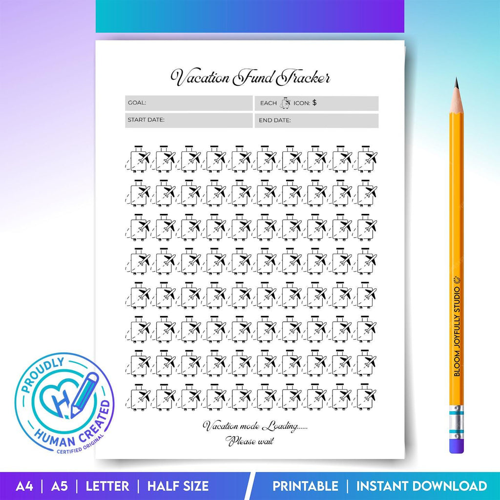 Budget Tracker — Vacation Fund Tracker PRINTABLE, Travel Savings Tracker, Vacation Savings Planner, Holiday... | Bloom Joyfully printable