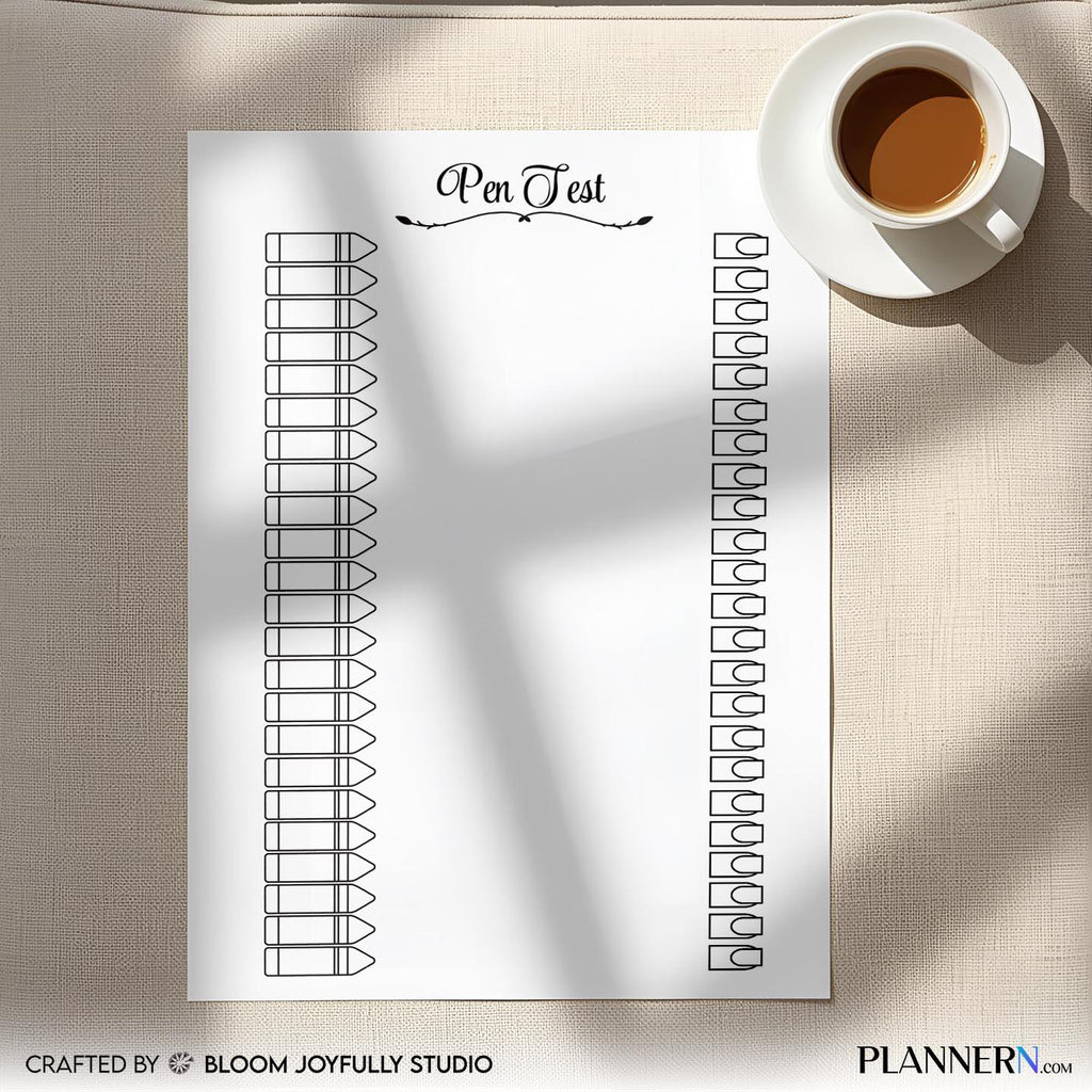 Brush Pen Tracker — Marker Log PRINTABLE, Pen Tracker, Pen color Swatch Page, Printable Pen Test Page, A4/A... | Bloom Joyfully printable