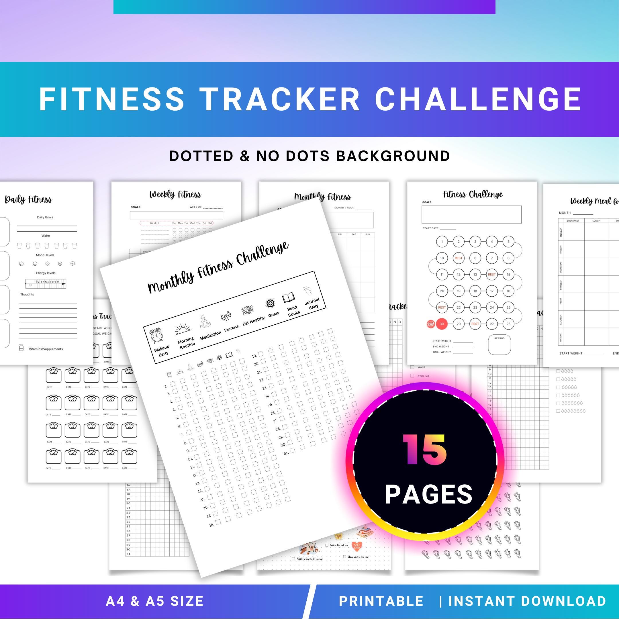 Digital Fitness — FITNESS Tracker Printable Bundle, Fitness and Wellness Tracker, Weightloss Tracker Bundle... | Nutri Track printable