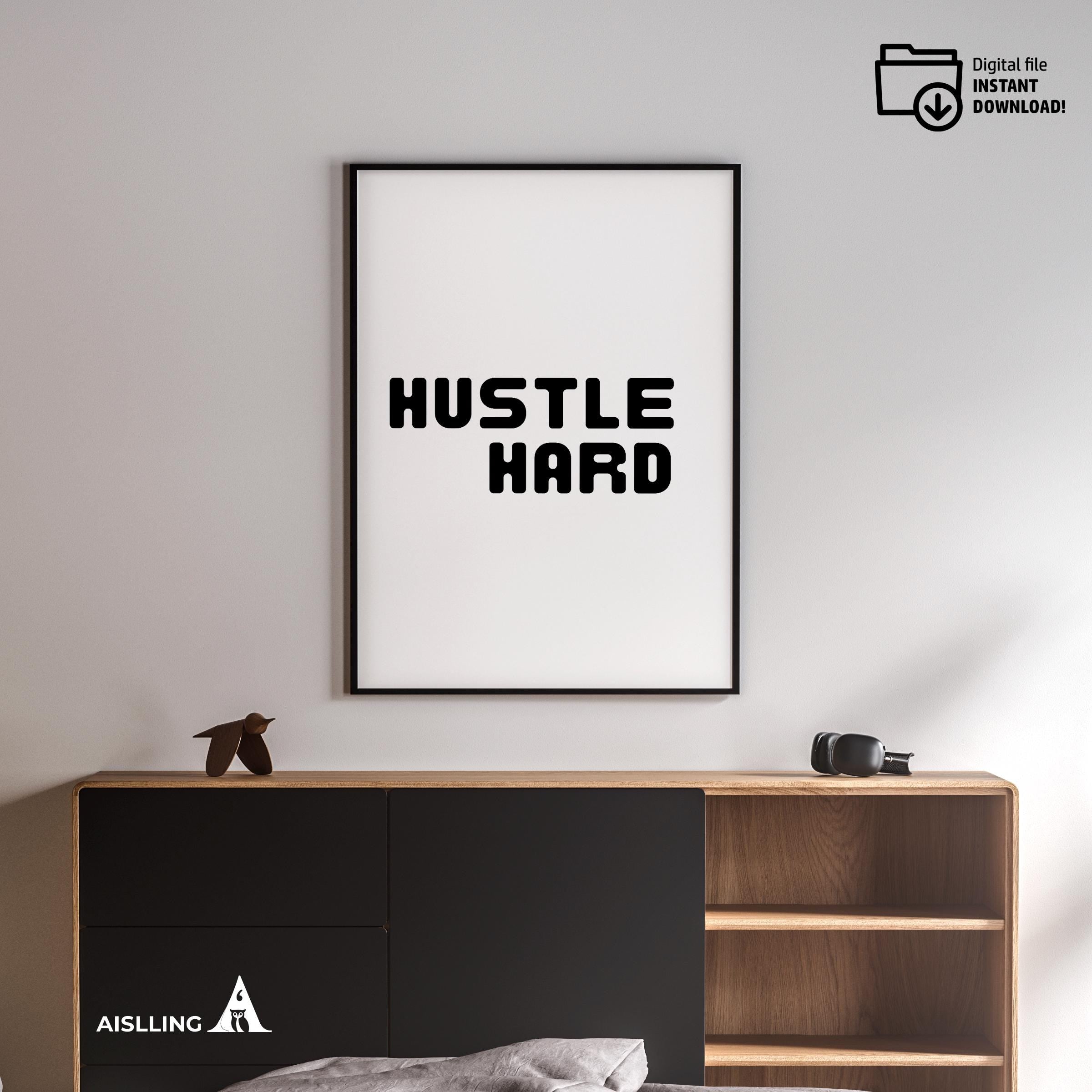 Boho Typography Wall — Hustle Hard Printable Wall Art, Motivational Quote Poster, Pastel Affirmation Print,... | Mindfulness printable