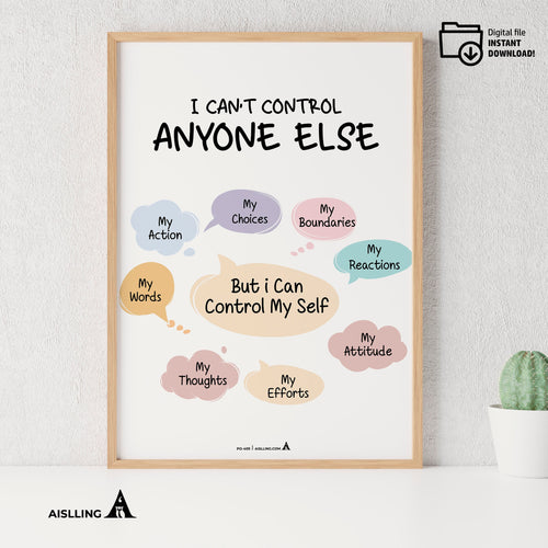 Adhd Worksheets — Things I Can and Cannot Control Poster, Counselor Office Decor, Mental Health Prints, Cla... | Mindfulness printable