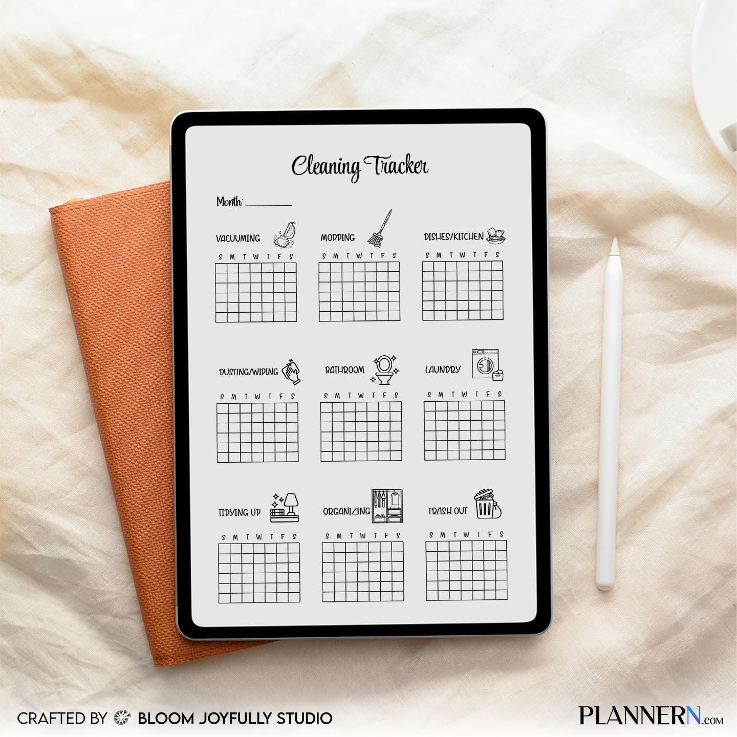 Chore Chart Pdf — Monthly Cleaning Tracker PRINTABLE, Monthly Cleaning Checklist, Household Cleaning Log, H... | Bloom Joyfully printable
