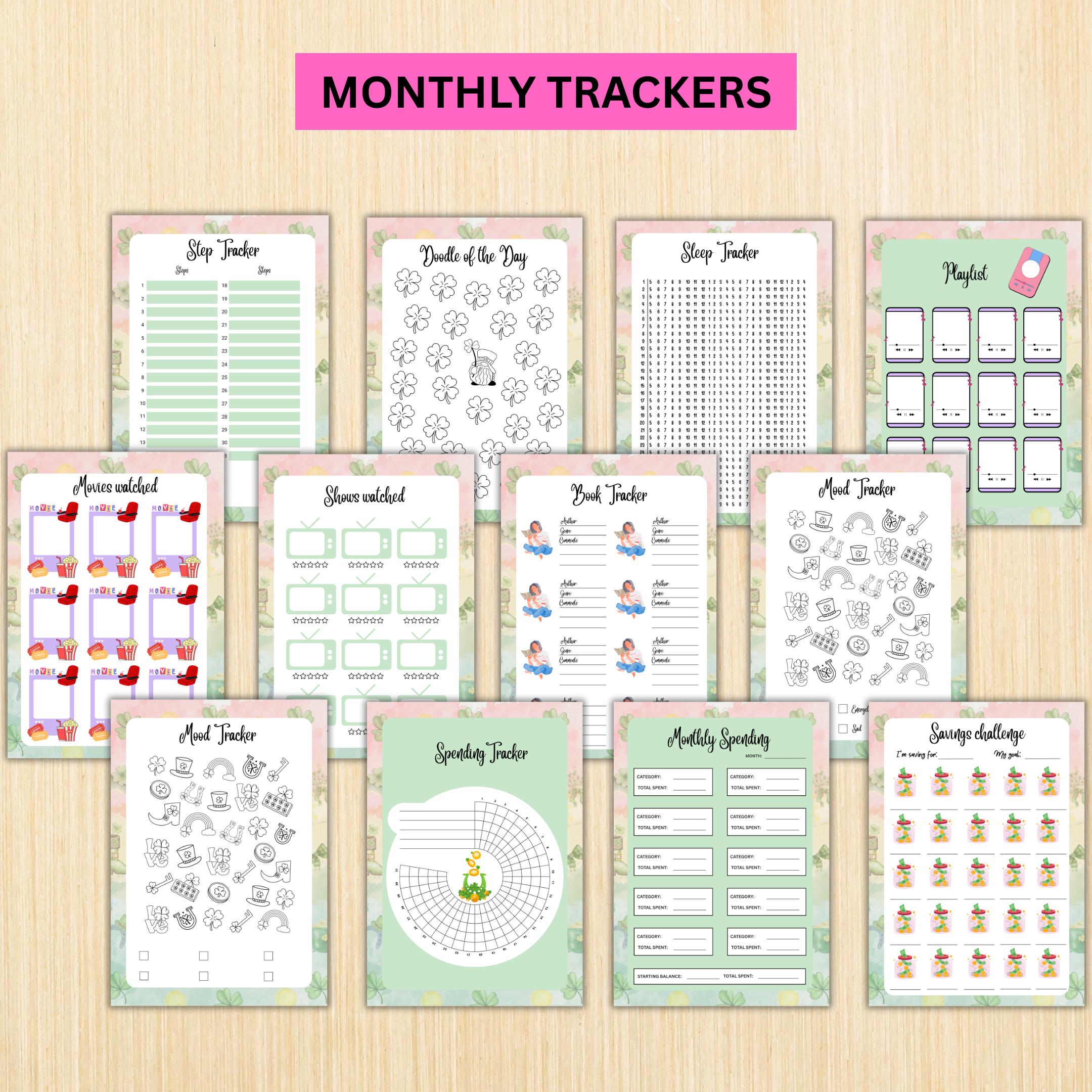 Digital Planner — MARCH Planner Bundle, Habit Tracker, Saving Planner, Mental Health, Gratitude, Mood Track... | Mindfulness printable