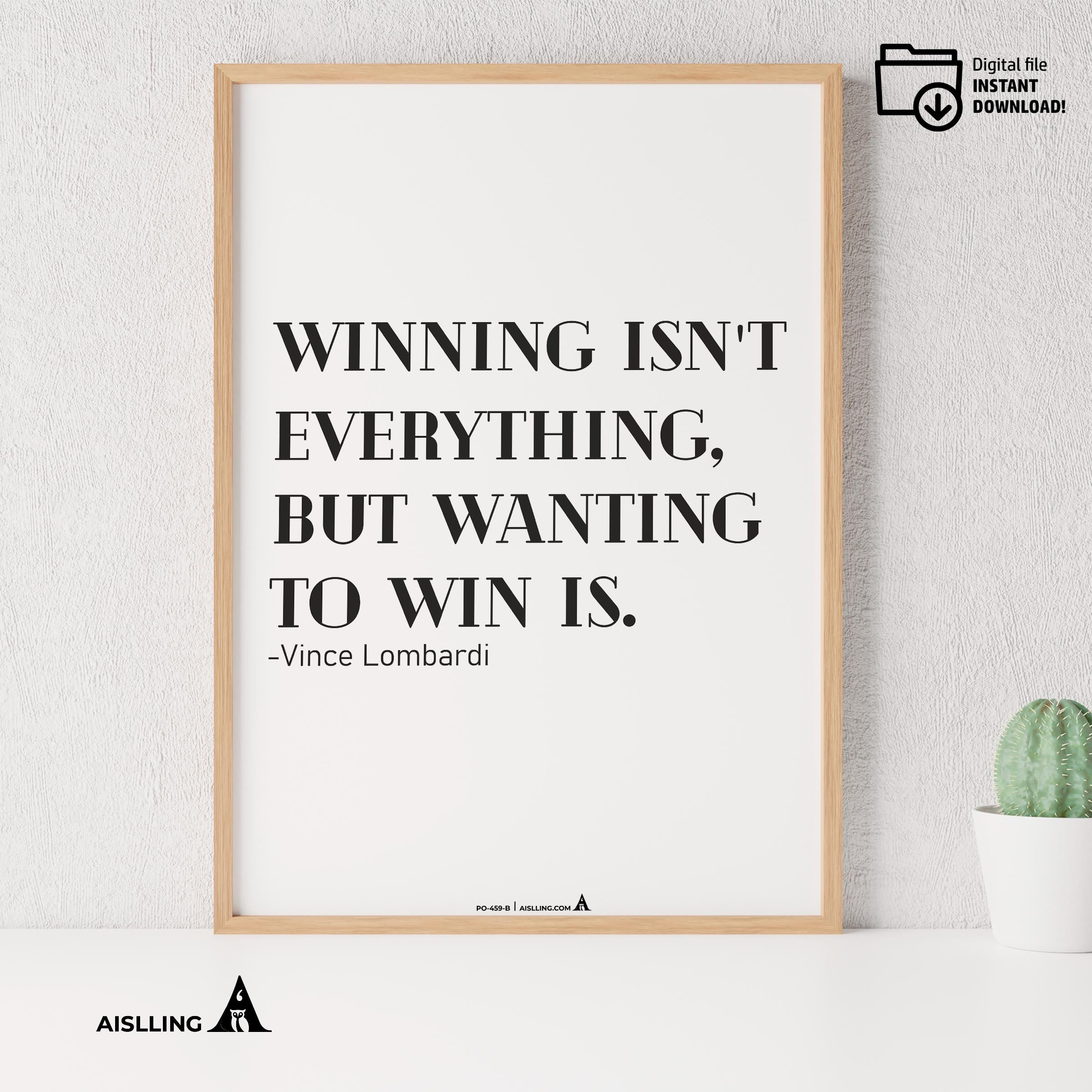 Aislling — Vince Lombardi Quote Poster: Winning Isn't Everything, Printable Motivational Art, Inspirational... | Aislling printable