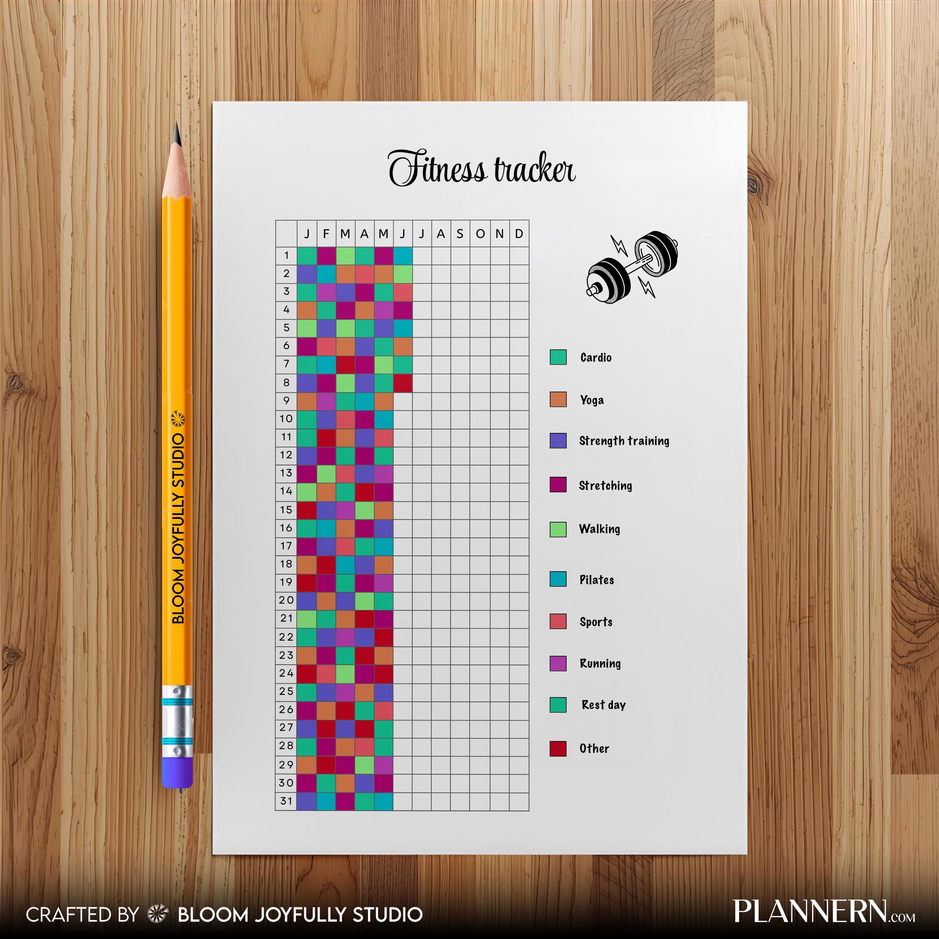 Daily Fitness — Fitness Tracker PRINTABLE, Workout Log and Fitness Planner, Health and Wellness Tracker, Ex... | Nutri Track printable