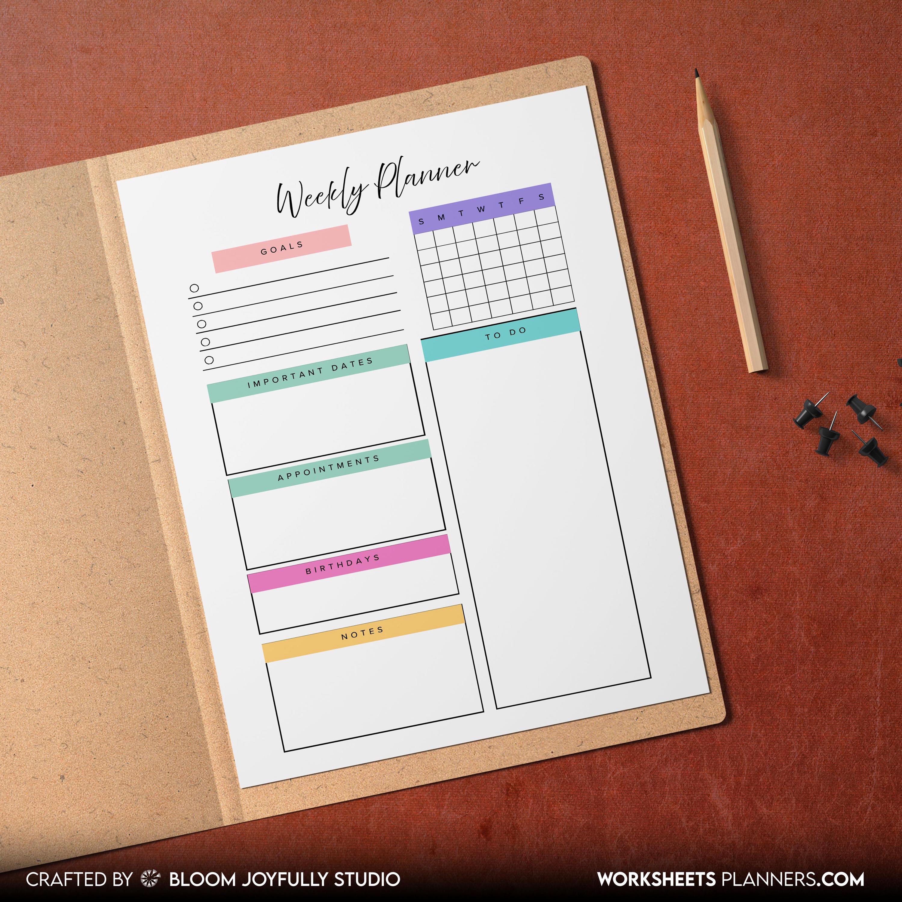 Digital Planner — Weekly Planner PRINTABLE, Weekly To Do List, Weekly Habit Tracker, Weekly Goal Planner, M... | Bloom Joyfully printable