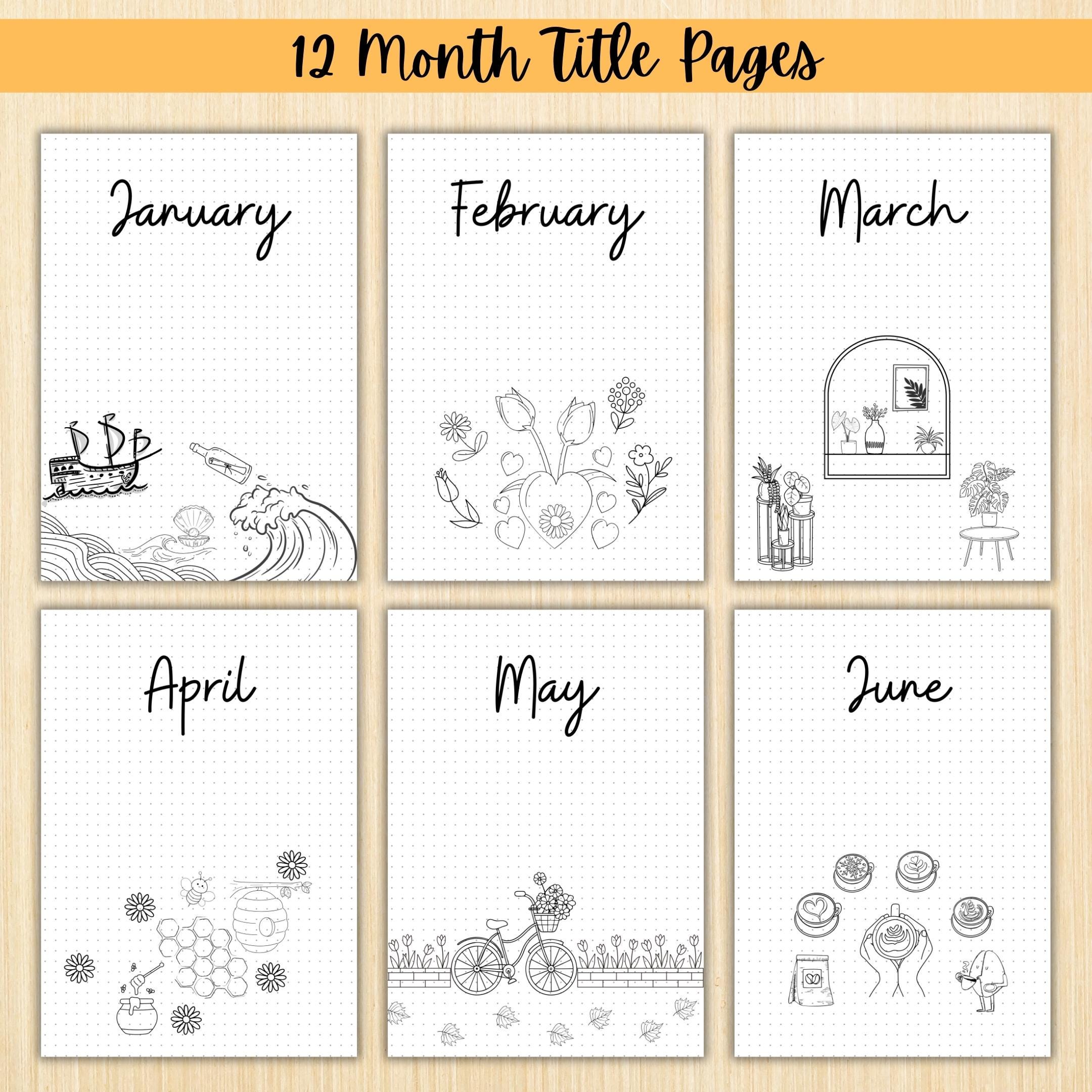 12 Month Cover Pages — 12 Month Printable Pages Bundle, Aesthetic Monthly Covers, PRINTABLE Monthly Title P... | Bloom Joyfully printable