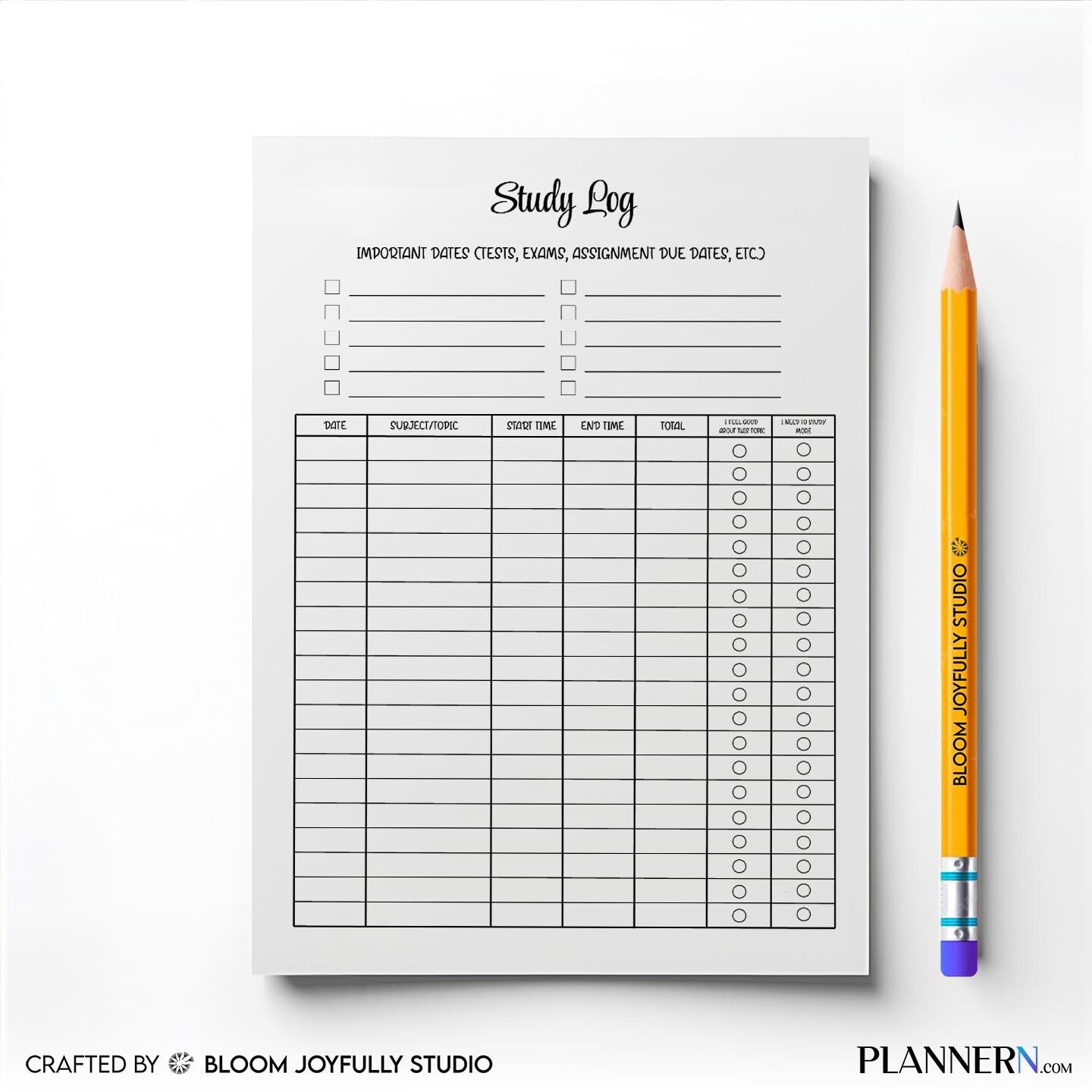 Academic Planner — Study log Tracker Printable, Study Planner Sheet, Student Study Organiser, Study Routine... | Bloom Joyfully printable