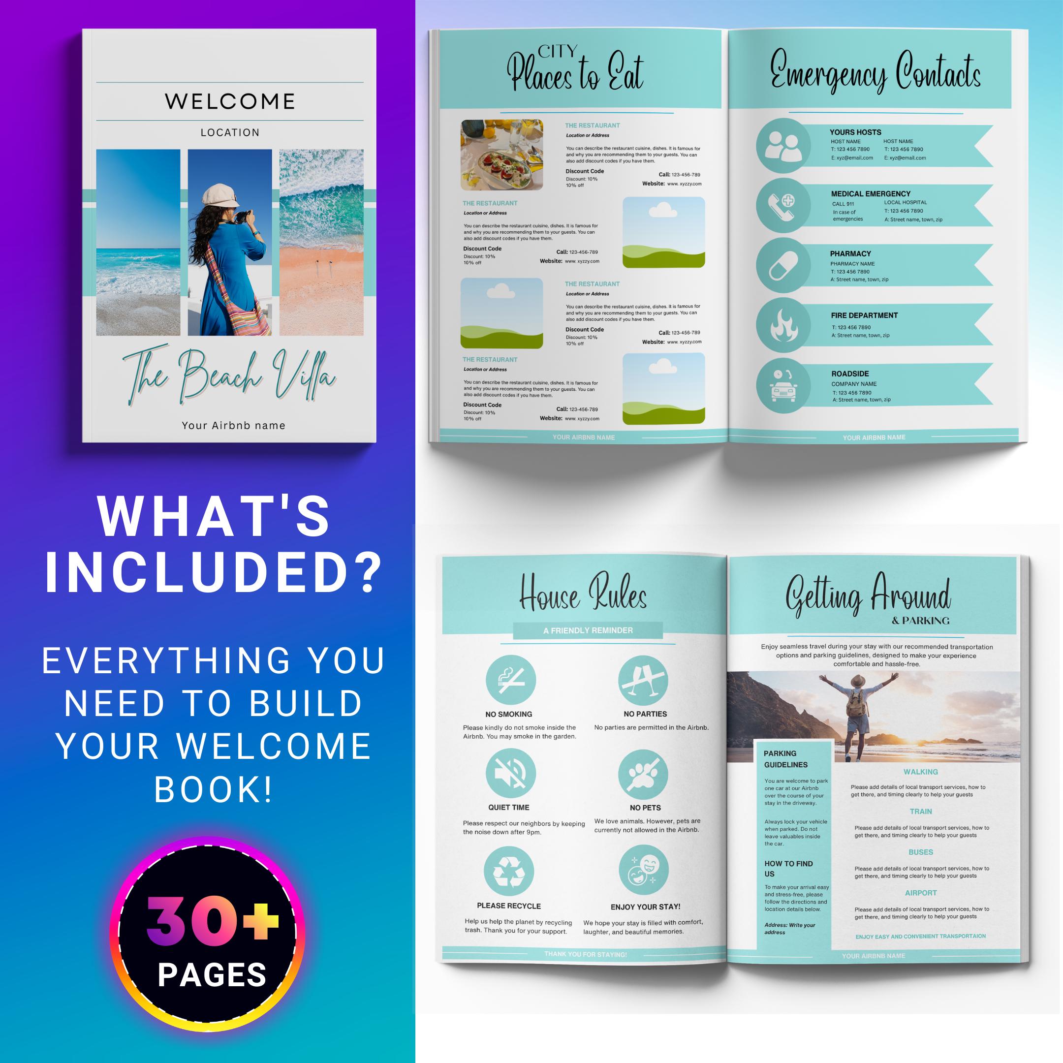 Airbnb Host Binder — Airbnb Host Bundle Welcome Book TEMPLATE, Editable Canva Welcome Guide, Editable Airbn... | Bloom Joyfully printable